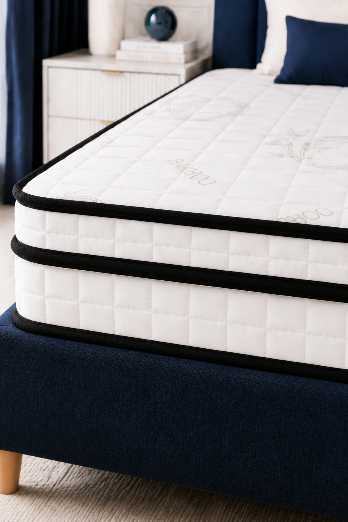 Matelas Orthopédique Complet en Bambou avec Ressorts Supplémentaires  cm Options de Taille Personnalisée
