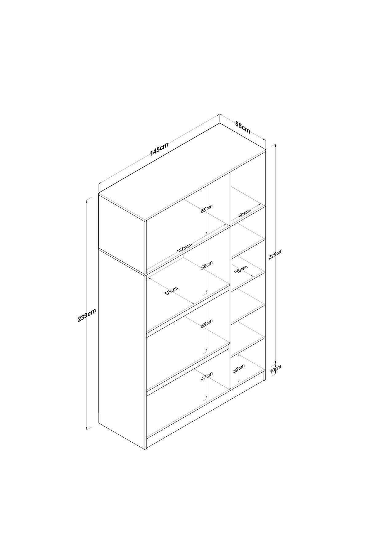 Armoire de rangement pour lit Rani , 6 portes, pour couette et oreillers,  cm