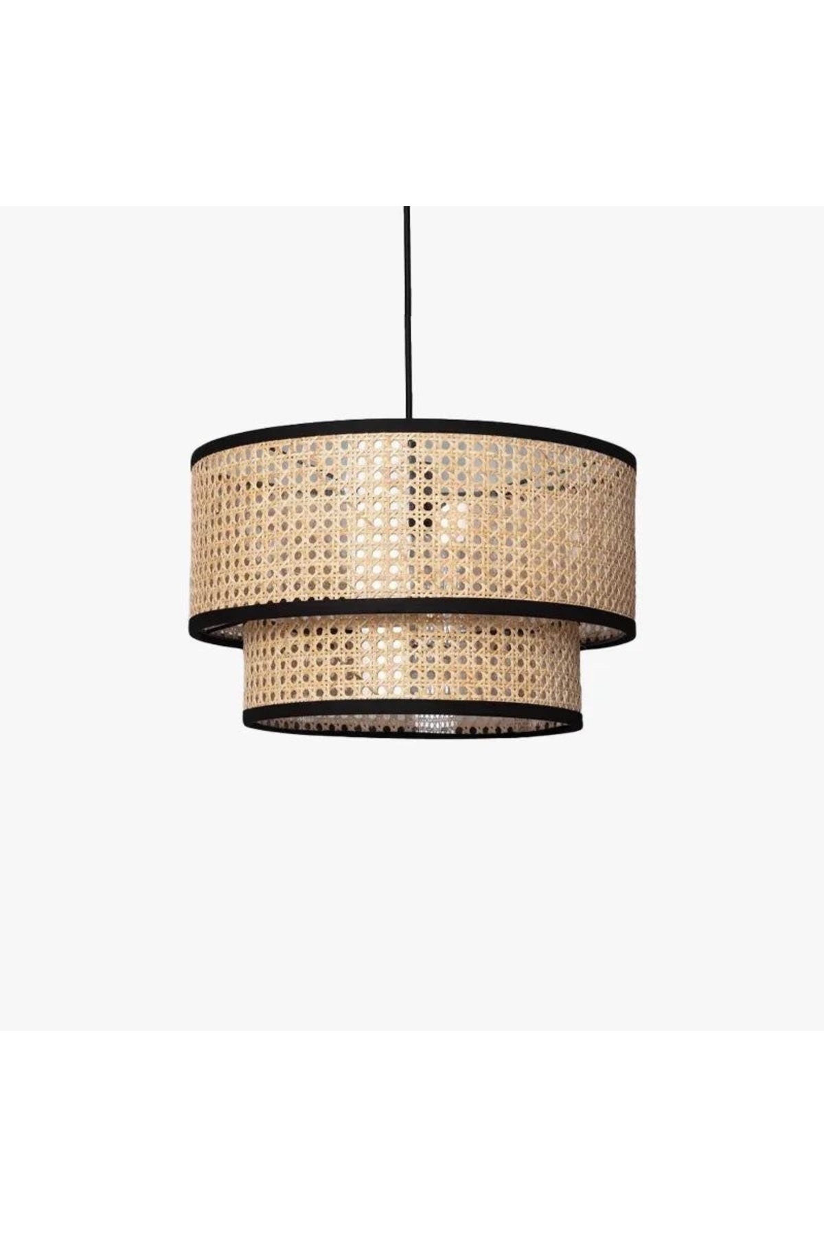 Plafonnier Lustre à 2 Niveaux en Rotin Naturel Hazeran pour Enfant Chambre à Coucher Salon Cuisine Hall