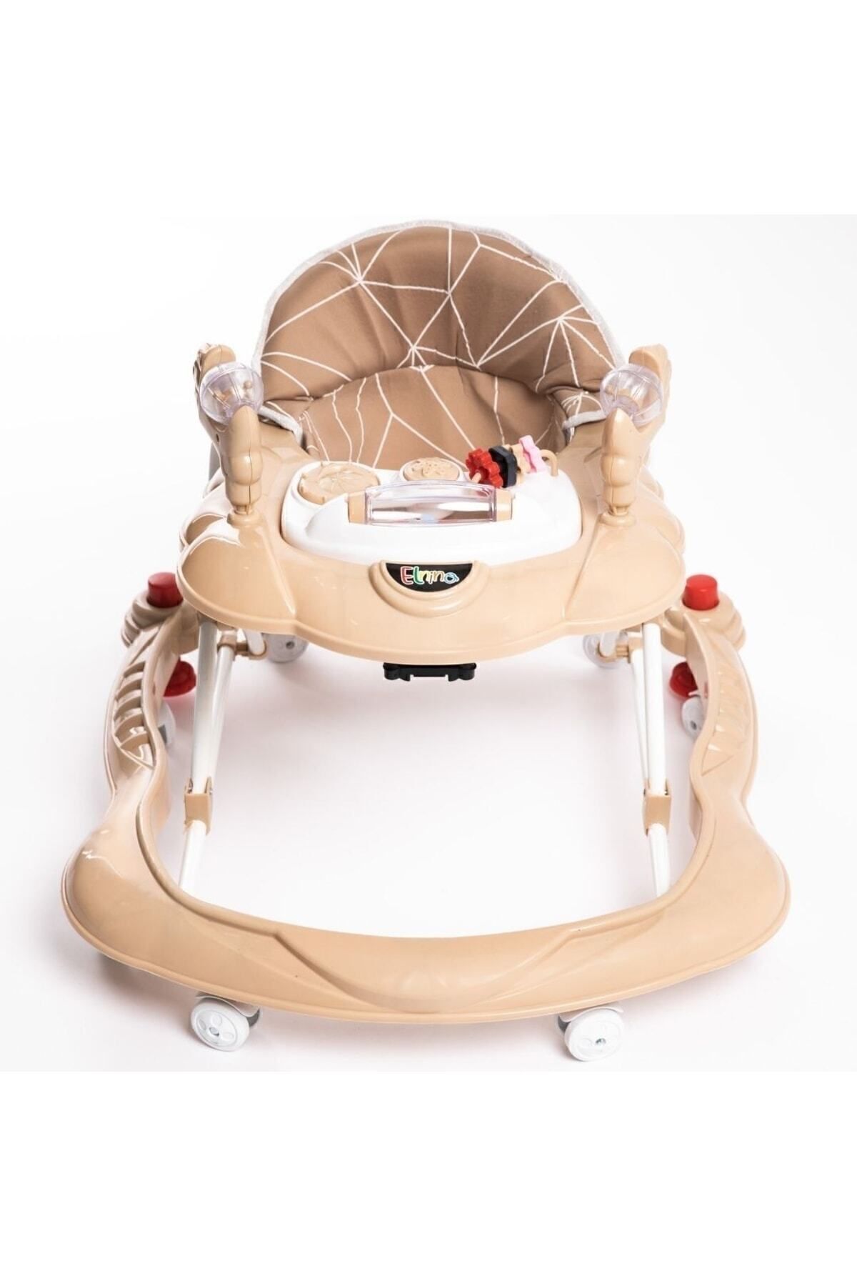 Trotteur pour bébé Spider marron de luxe avec jouets, musique et lumière à 3 niveaux avec siège