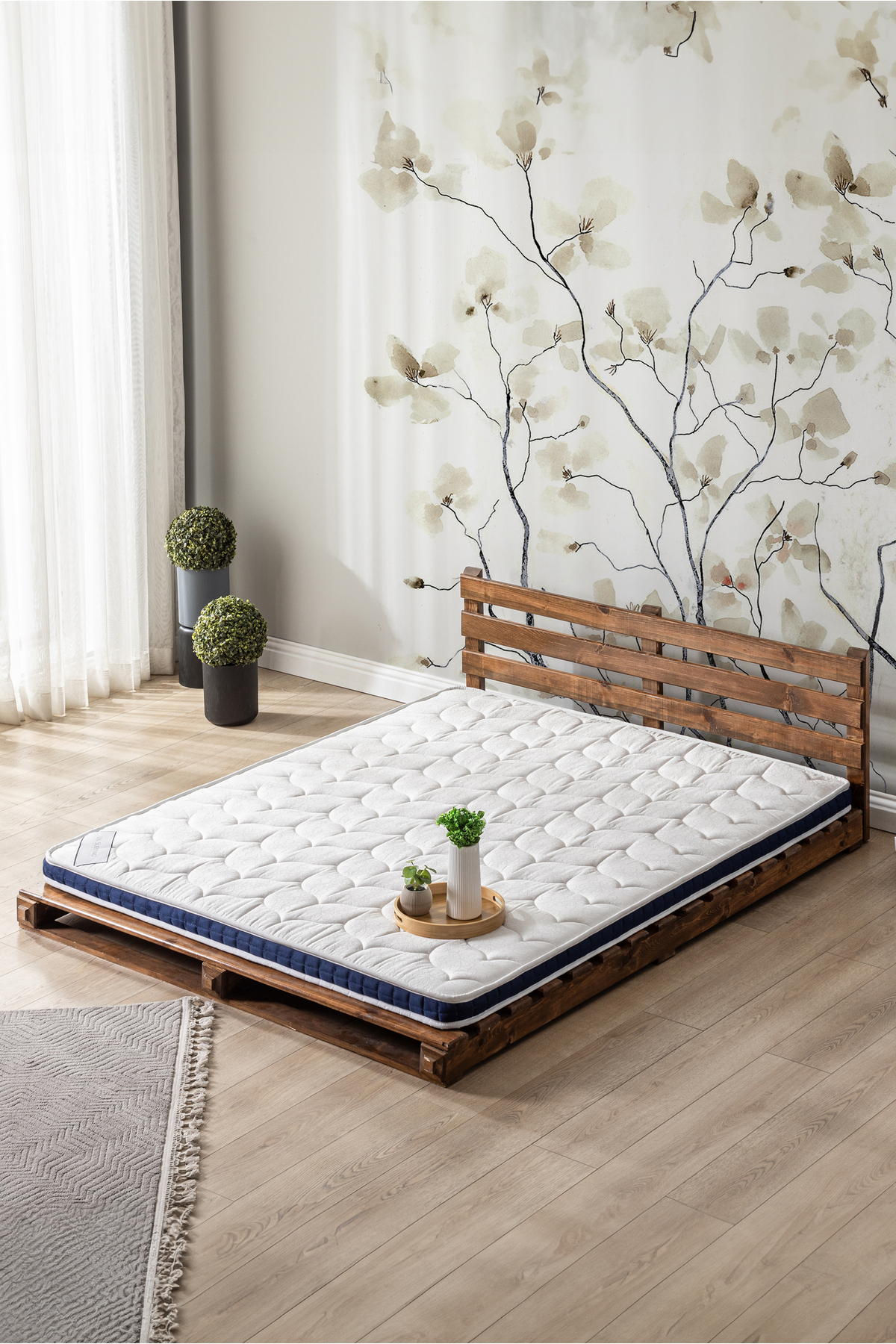 Matelas avec coussin en mousse à plumes d'oiseau, entièrement orthopédique, 8 cm (±1 cm)