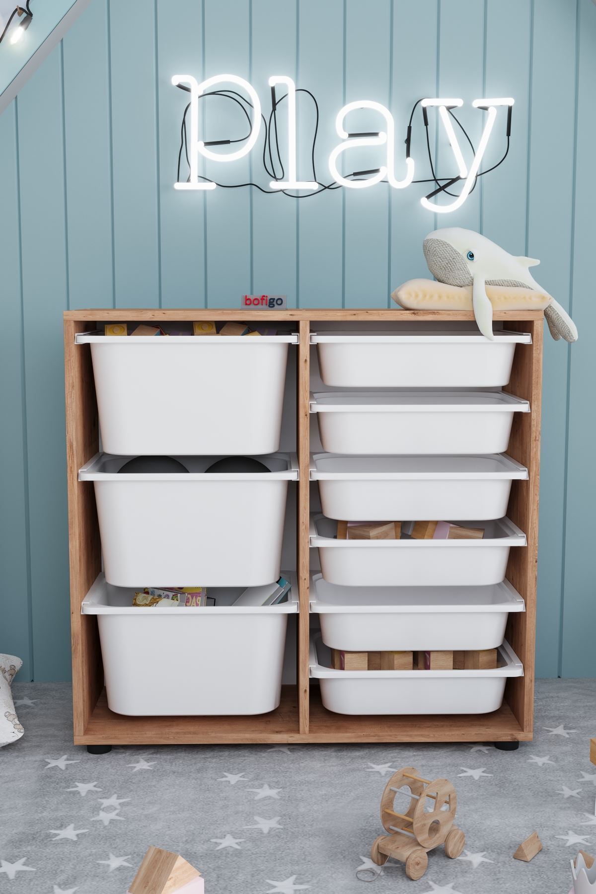 Armoire à 9 paniers Armoire multi-usages Armoire à jouets Çağla Çam