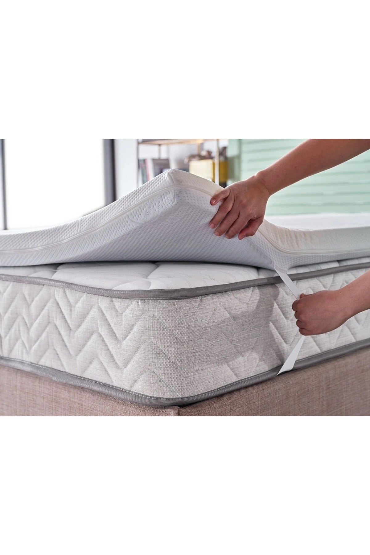 Protège-matelas avec housse lavable et fermeture éclair, simple et double