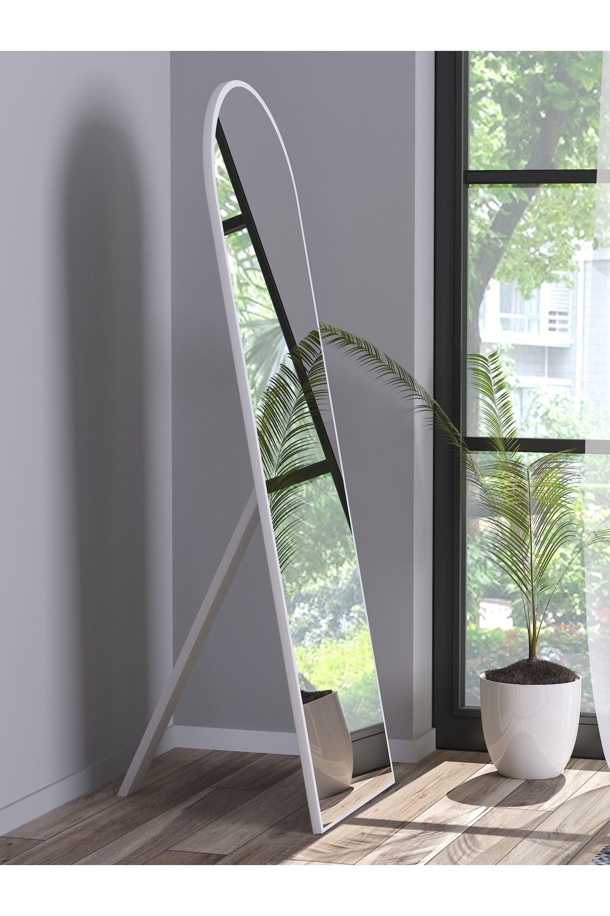 Miroir sur pied blanc élégant pour hall, couloir, salon, salle de bain, WC, bureau, chambre d'enfant  cm