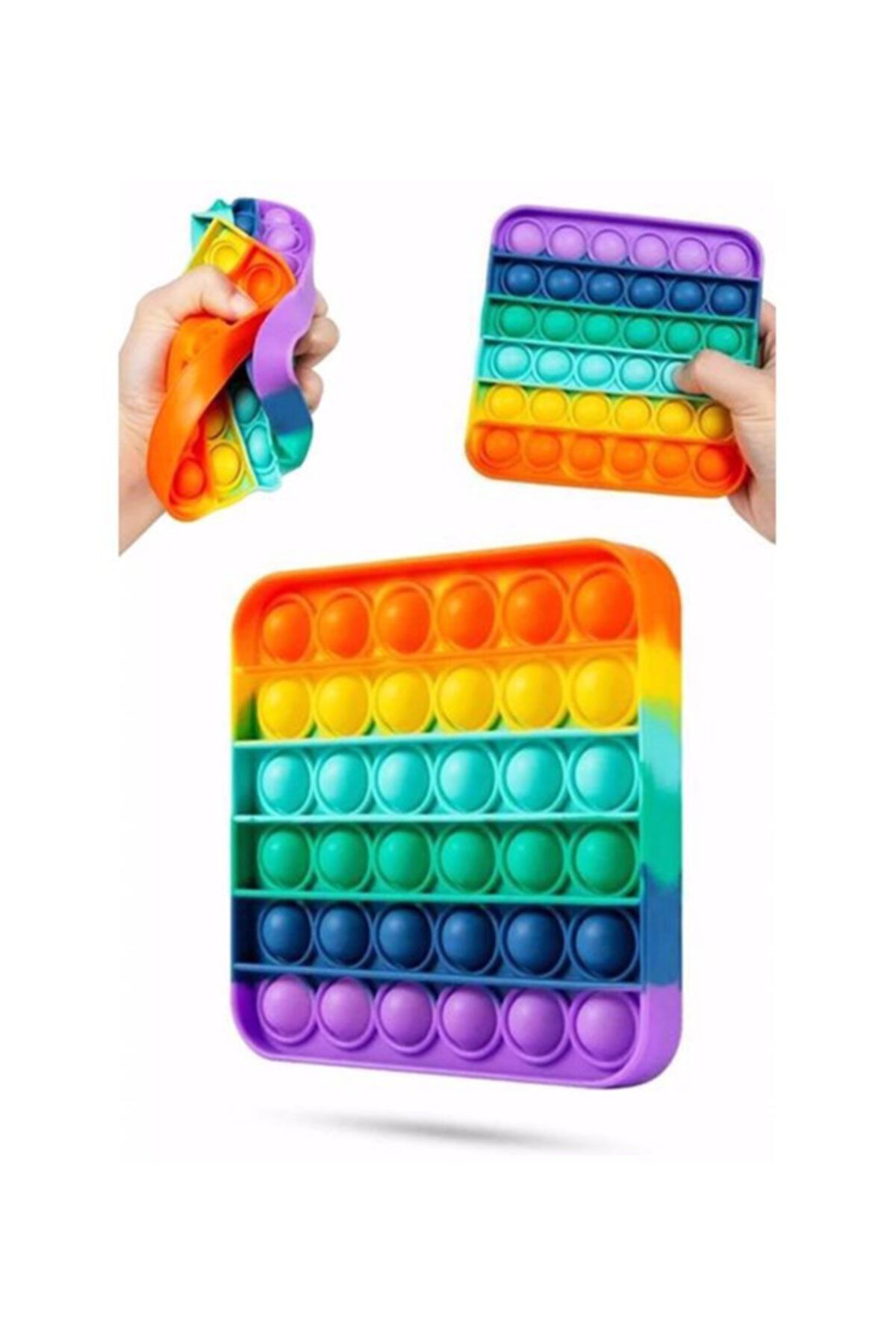 Popit Carré Arc-en-ciel Jouet Sensoriel Développement Mental Jeu Anti-Stress ,,5cm Pop It