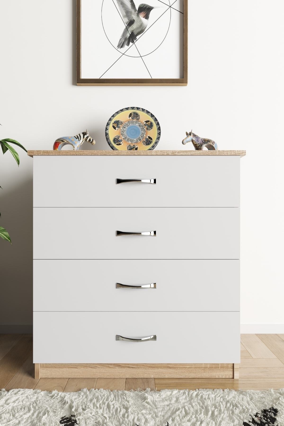 Ae Açelya Commode de luxe à 4 tiroirs Sonoma