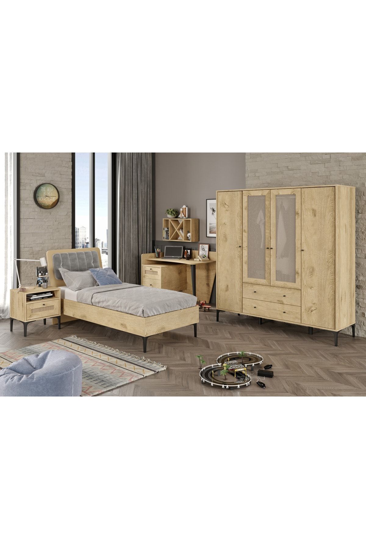 Chambre d'adolescent Trio XL (CHÊNE) (%MDF)