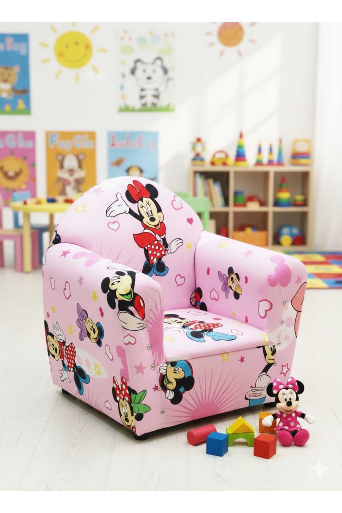 Chaise pour enfant rose à motif Mickey Mouse