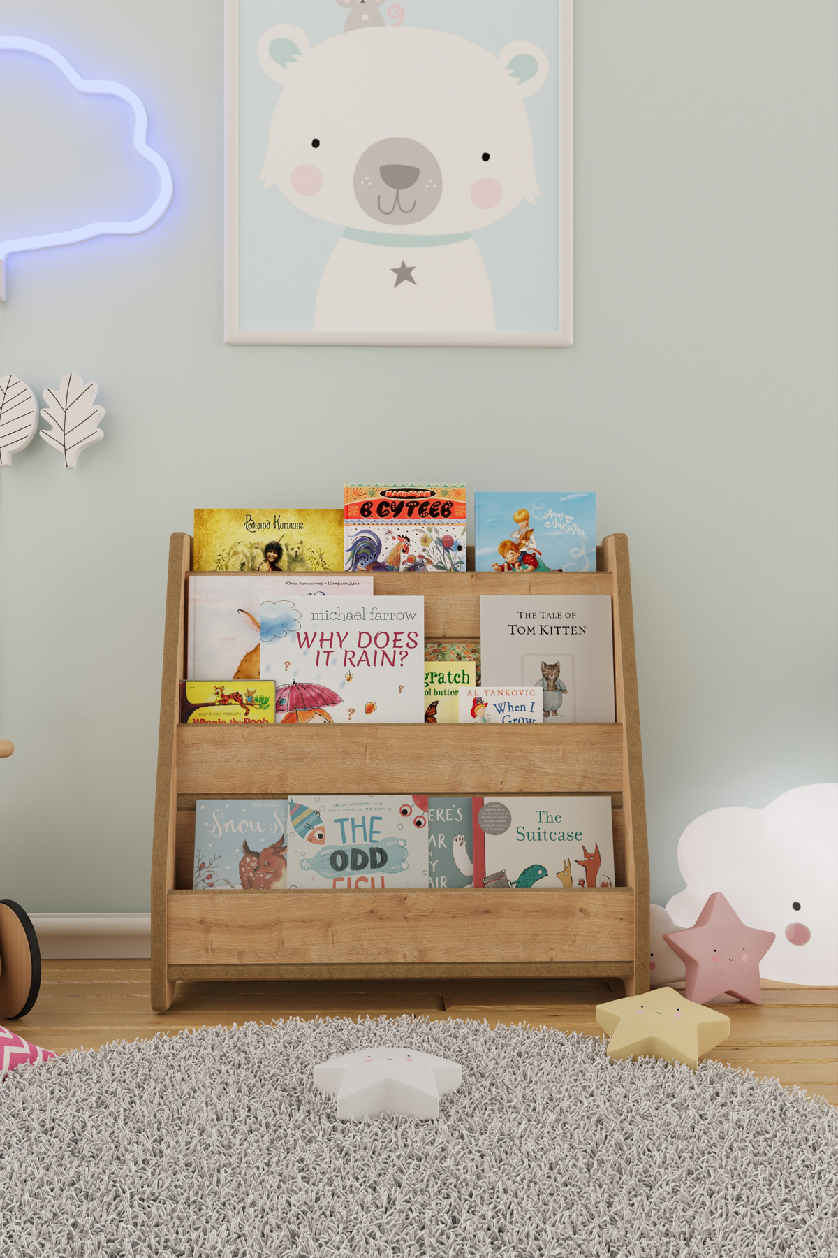 Bibliothèque Montessori en MDF pour enfants - Chêne Saphir