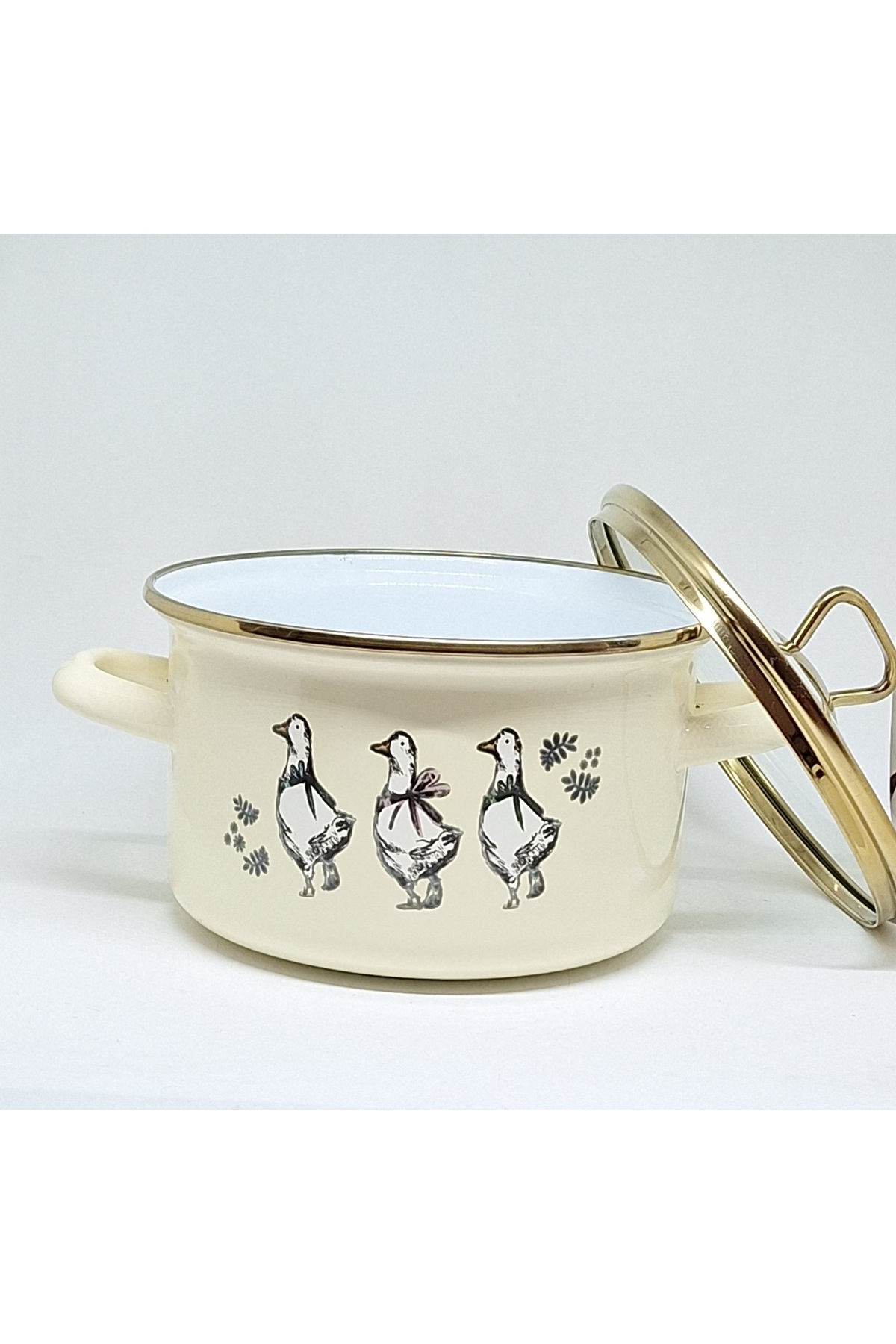 MAISON ÉMAILLÉE  CM 2,5 LITRES CASSEROLE EN ÉMAIL CANARD