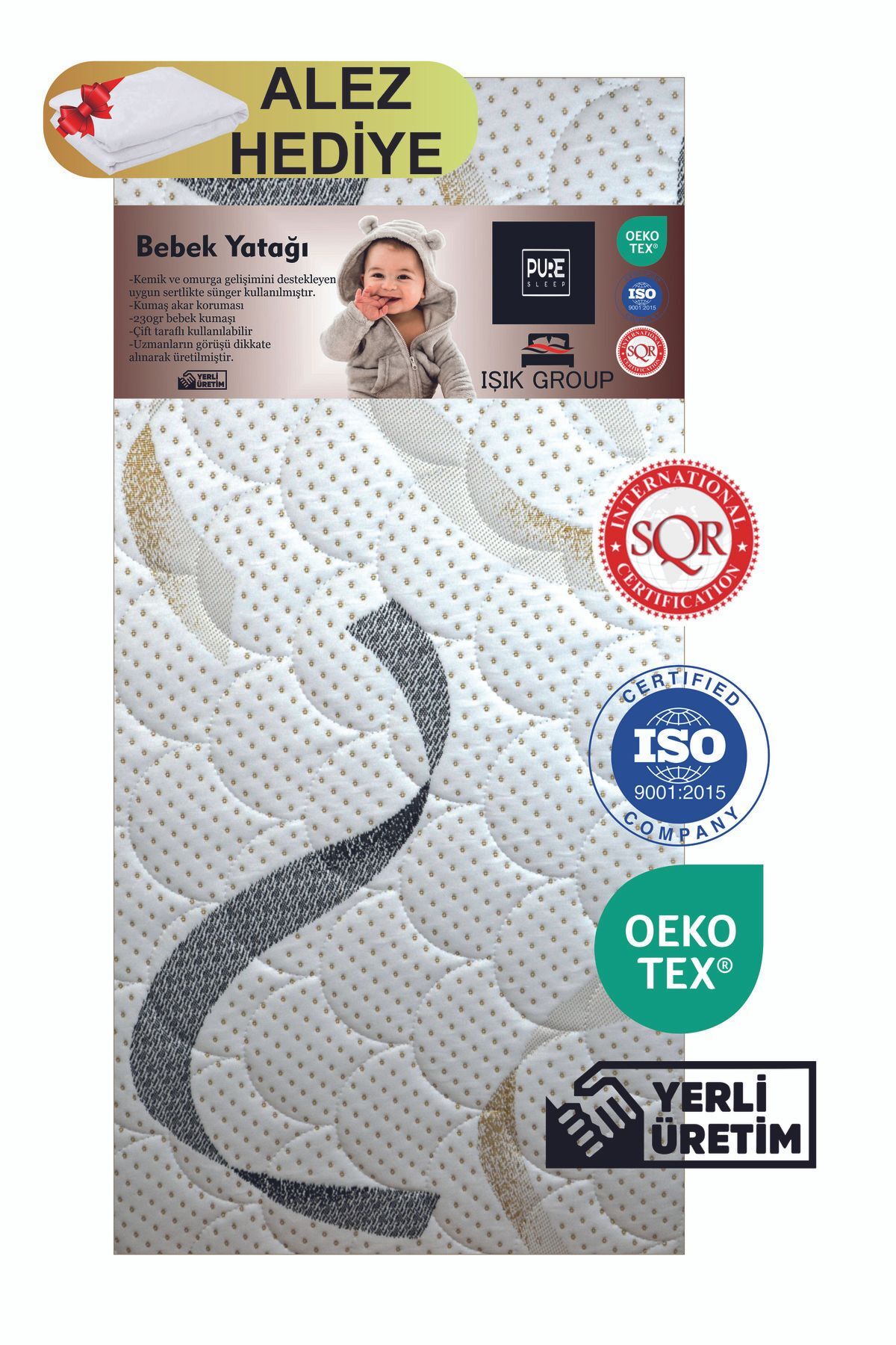 Lit pour bébé et enfant Cm Alez avec cadeau, lit en mousse parc, lit à côté de maman et lits pour bébé, orthopédique