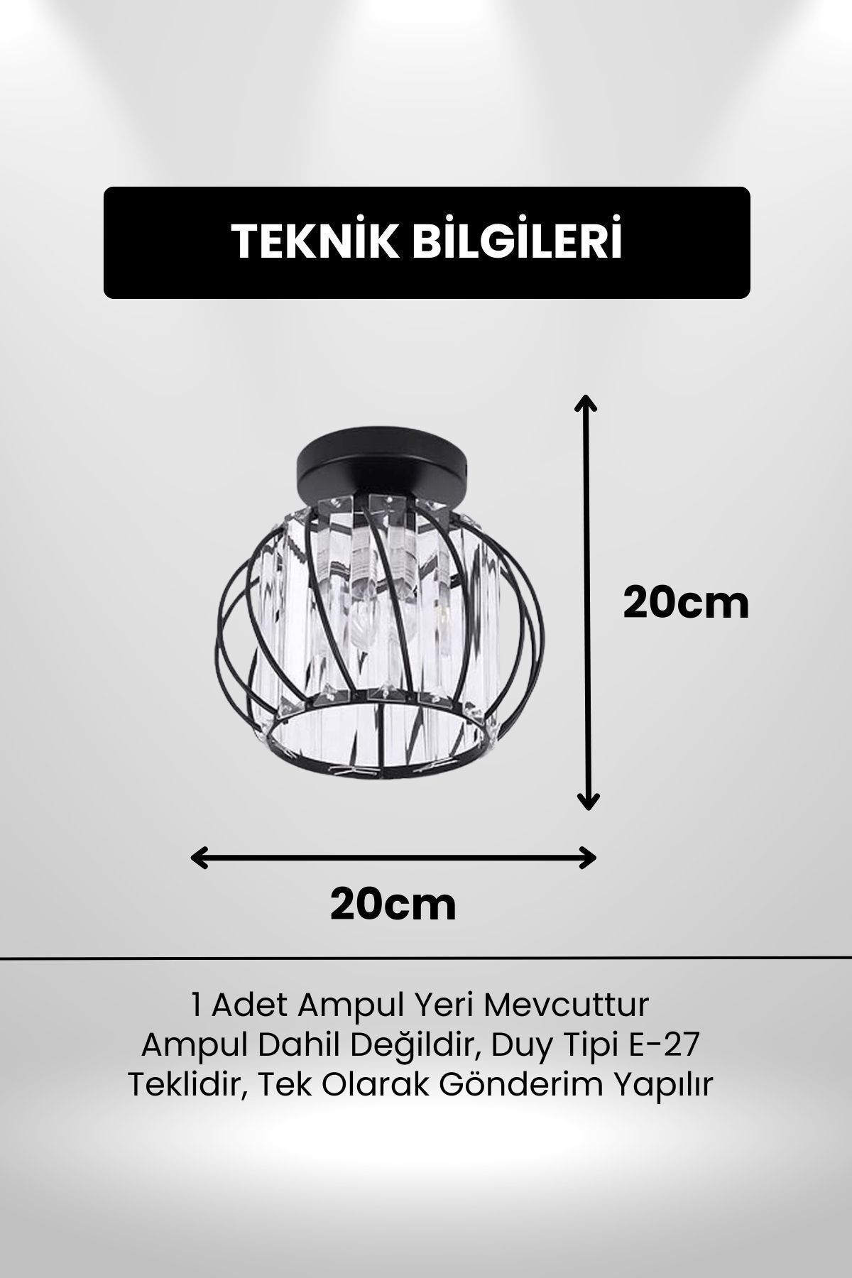 Plafonnier Lustre Bella Luce Modèle Noir en Métal avec Cristaux pour Salon, Cuisine, Chambre et Séjour