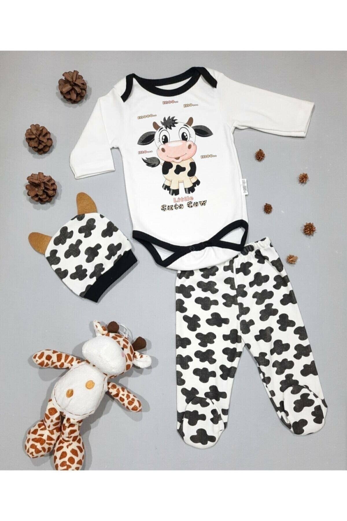 Ensemble de 3 bodys pour bébé unisexe avec vache