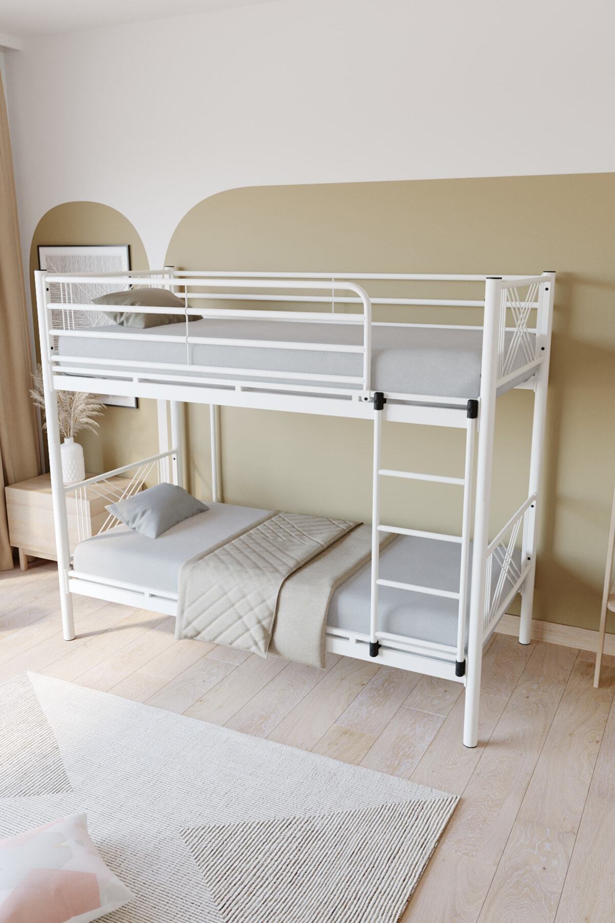 Lit superposé en métal Premium Mix  compatible avec matelas blanc, lit superposable détachable