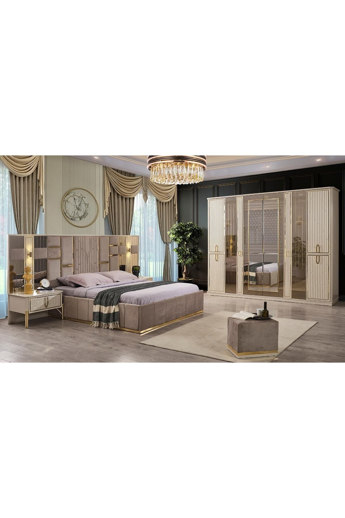 Ensemble de chambre à coucher Bahar (beige vison)