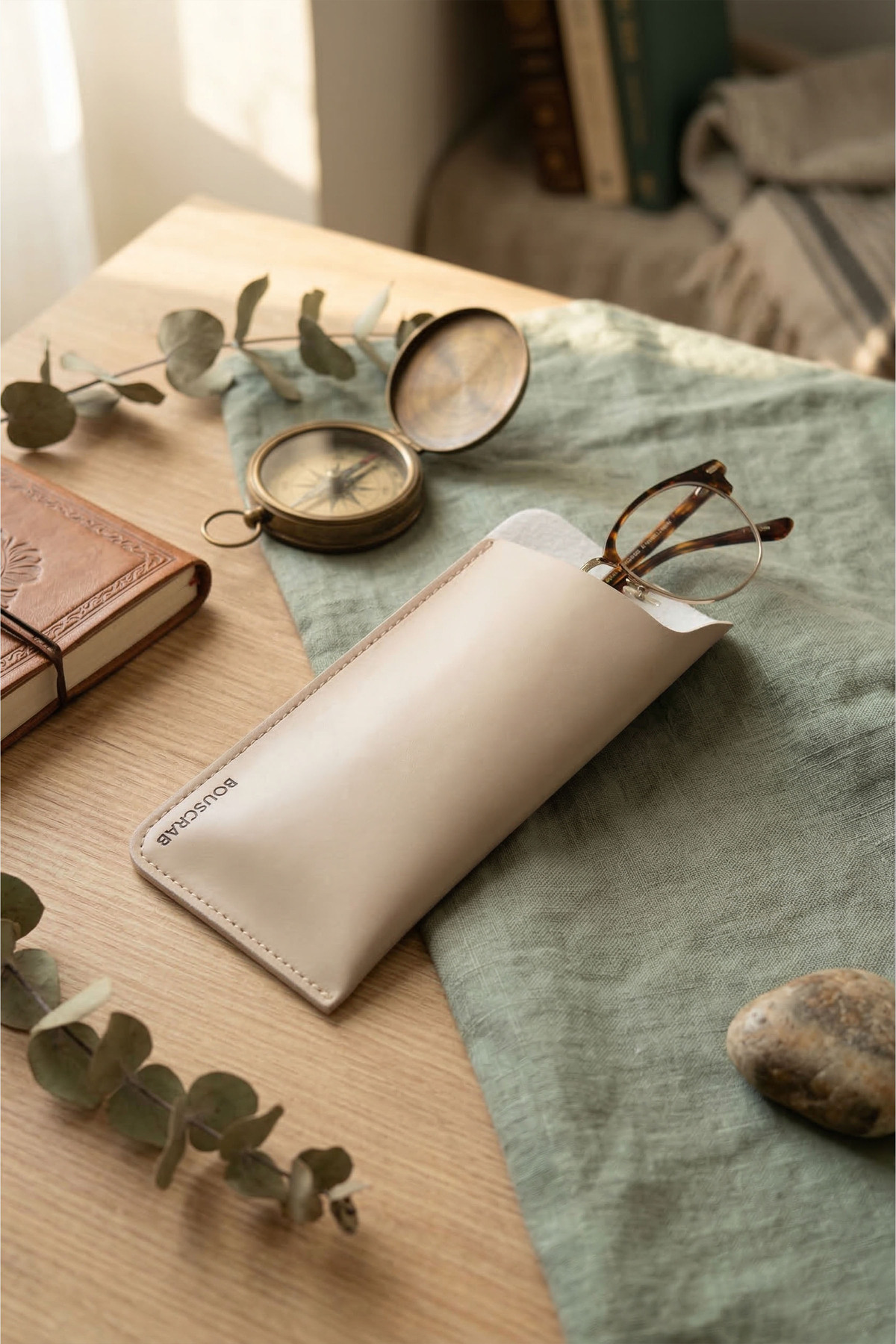 Étui à lunettes en cuir vegan  cm Conception légère et compacte - Lunettes de soleil Lunettes de lecture