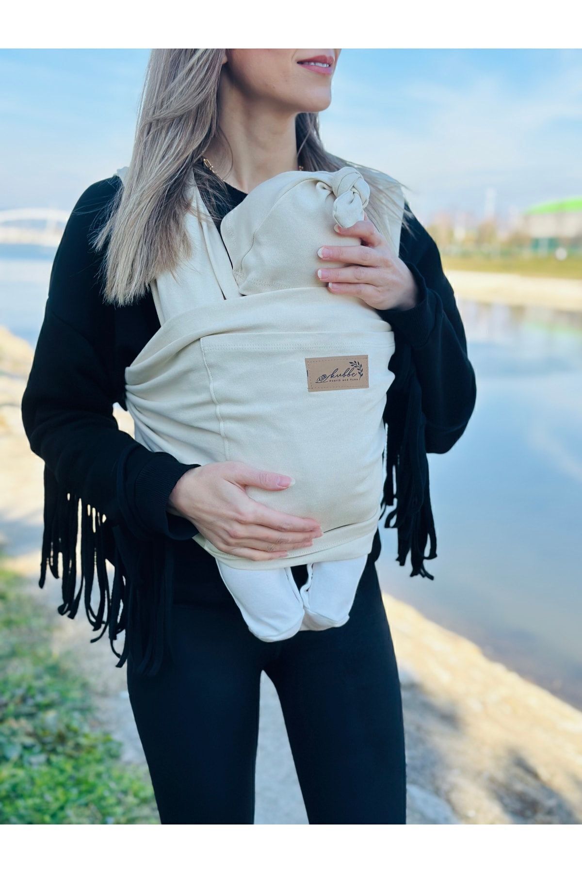 Écharpe de portage pour bébé avec poche sur le devant, écharpe porte-bébé