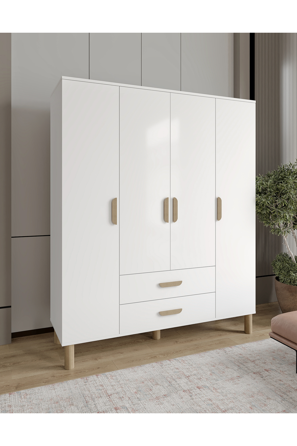 Armoire 4 portes Güneş Bohem en MDF