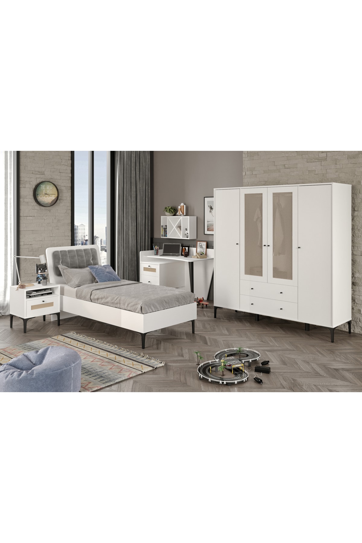Chambre d'adolescent Trio White XL (%mdf)
