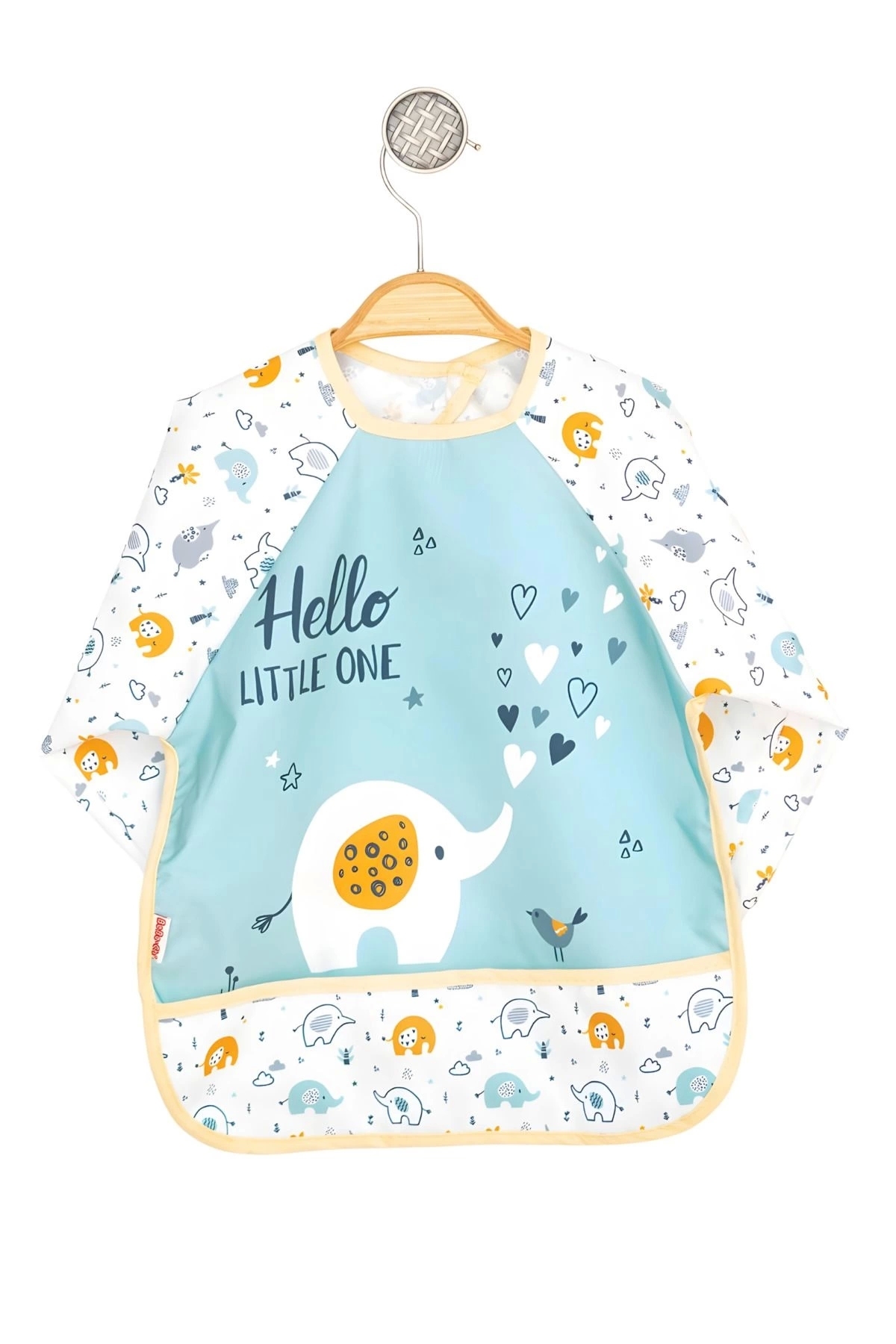 Bavoir imperméable à manches longues pour repas et activités avec motif éléphant bébé