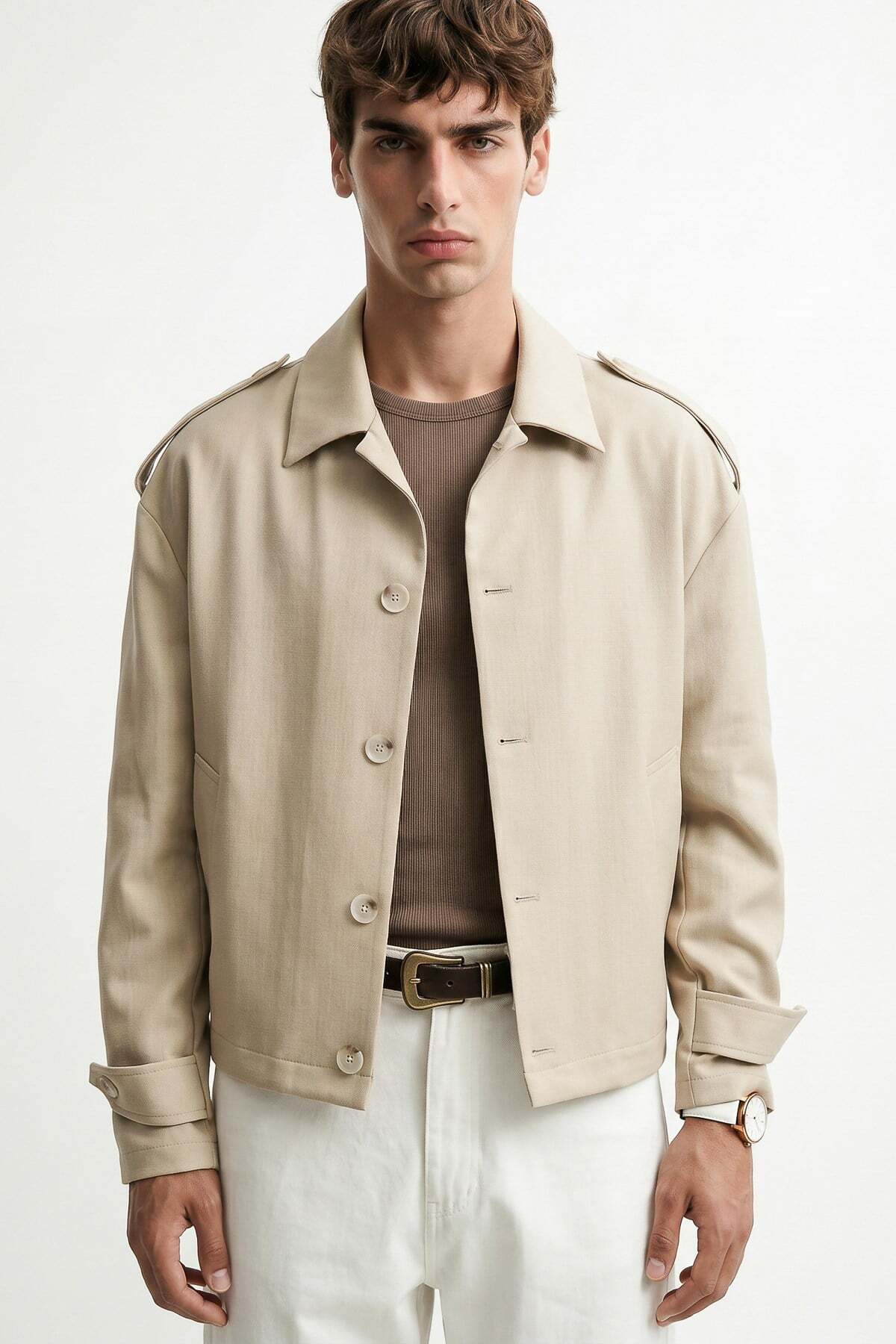 Veste pour homme beige Boxy Fit