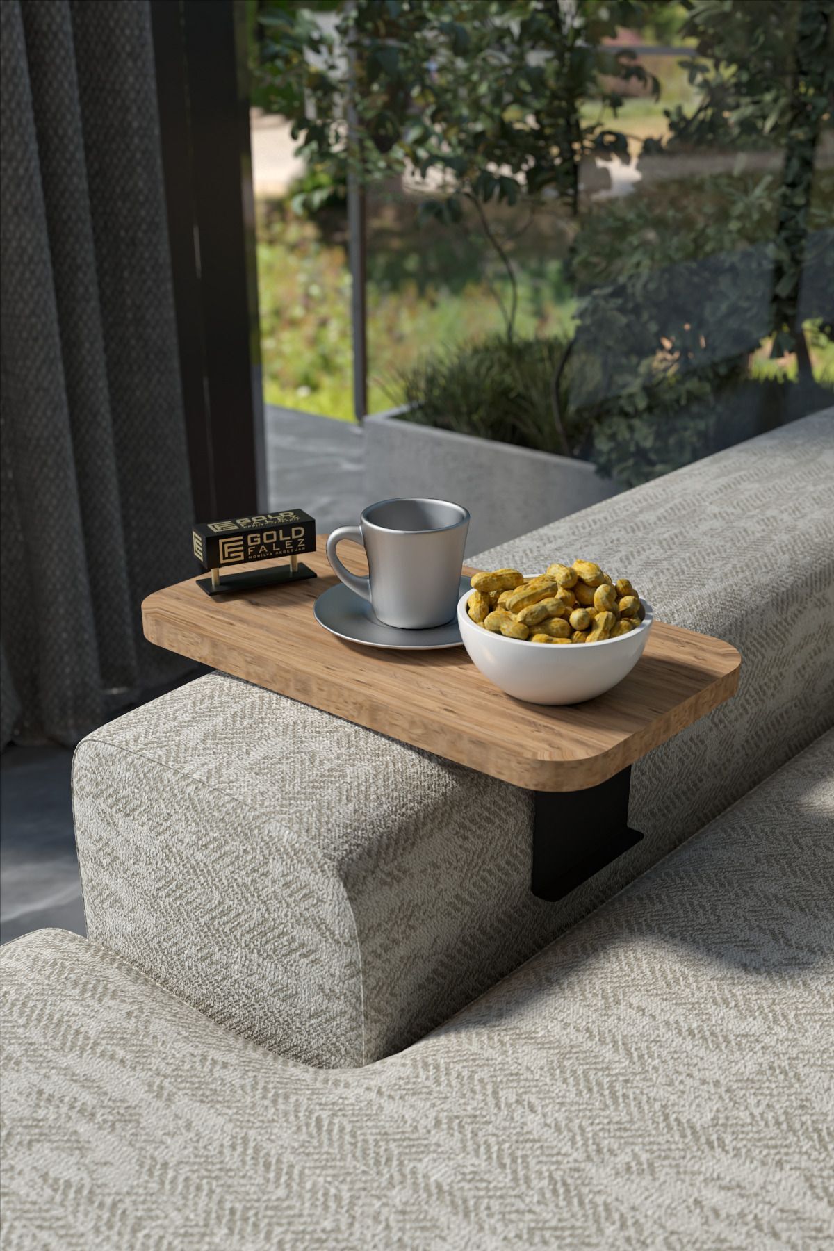 Table d'appoint Plateau réglable Rectangulaire Décoratif Moderne Horizontal Vertical Table de canapé Noyer