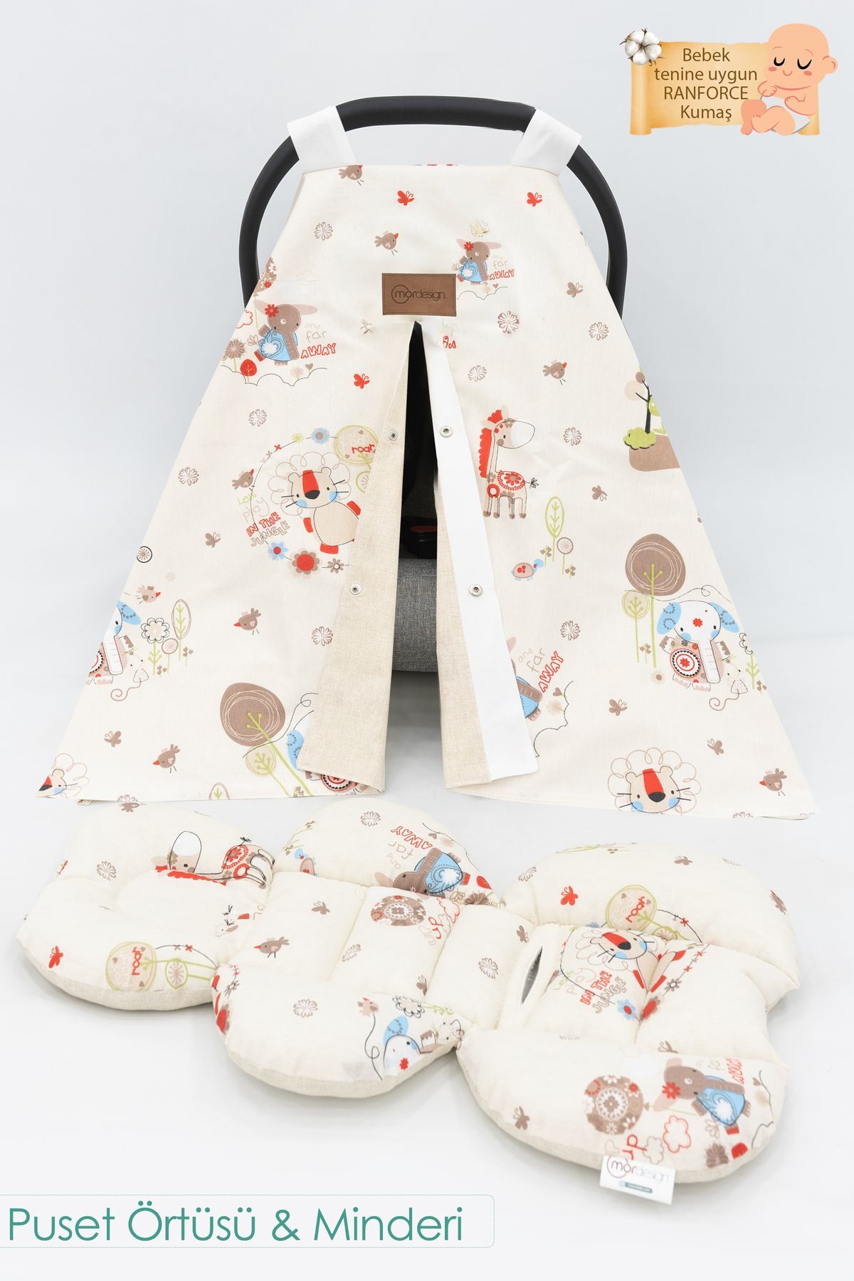 Coussin / Couverture Poussette Orthopédique pour Bébé, Ensemble de Poussette Avantageux en 2 Pièces, Style à Suspendre, Série Animaux