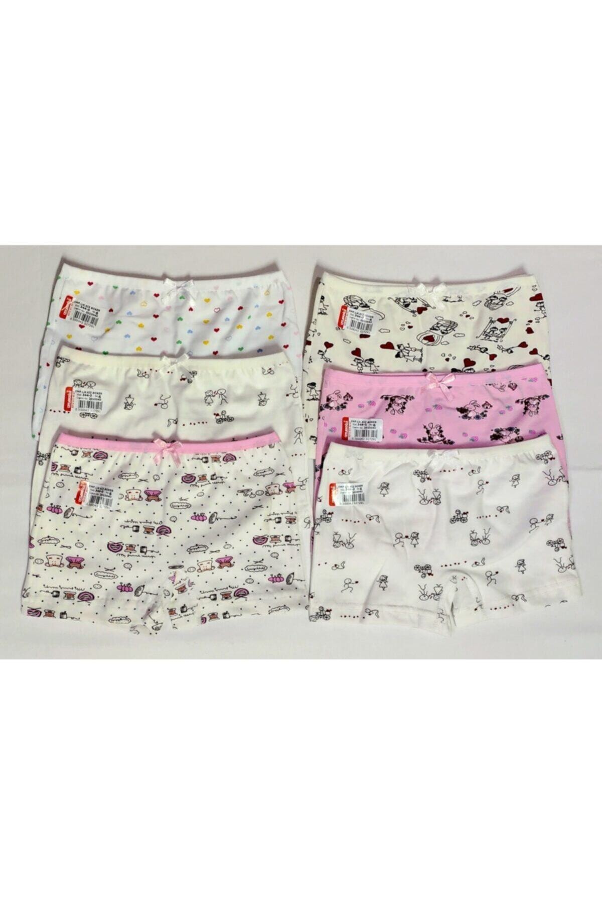 Boxer en tissu imprimé pour fille avec élasthanne, 6 pièces 
