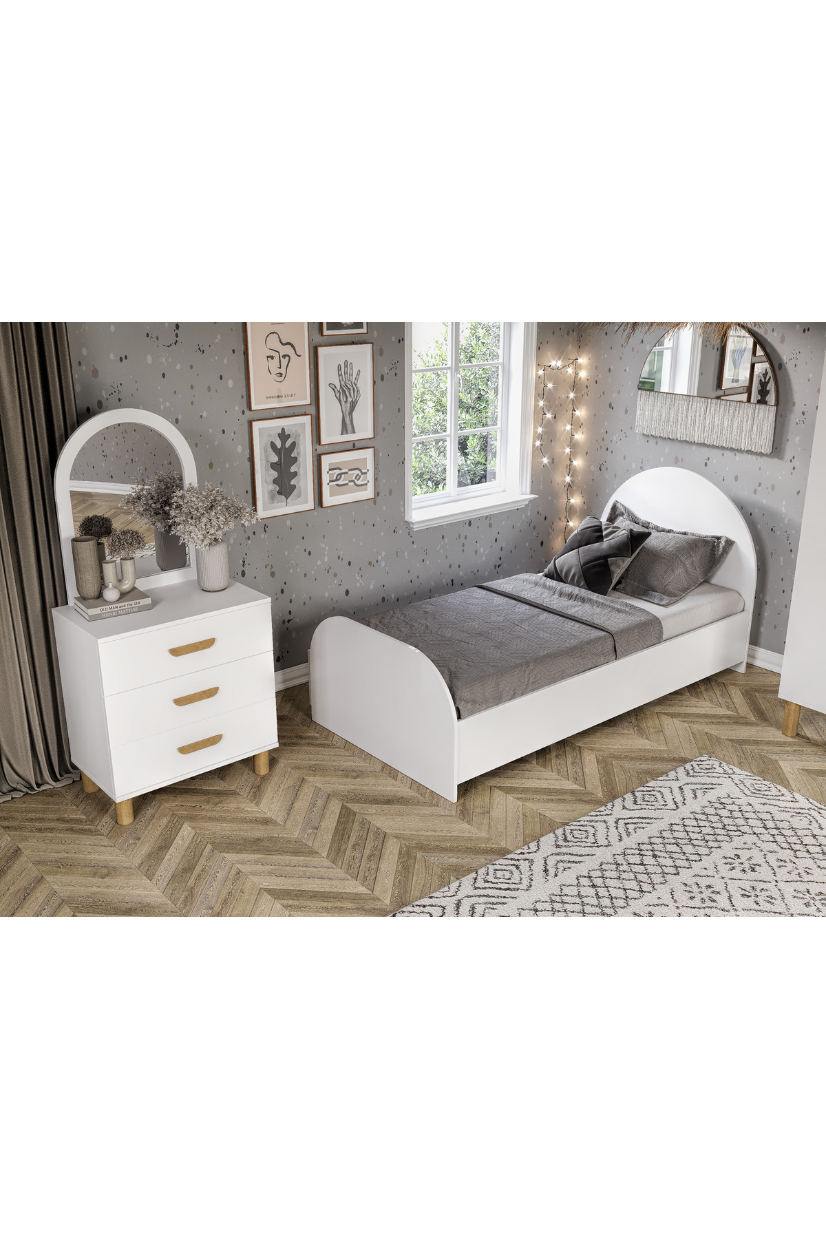 Ensemble de chambre d'enfant Bohem Sun, entièrement en MDF