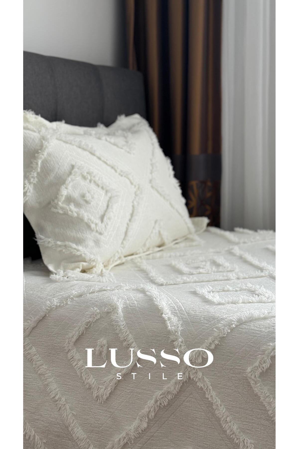 Couverture de lit à franges scandinave pour une personne  x  avec un seul oreiller