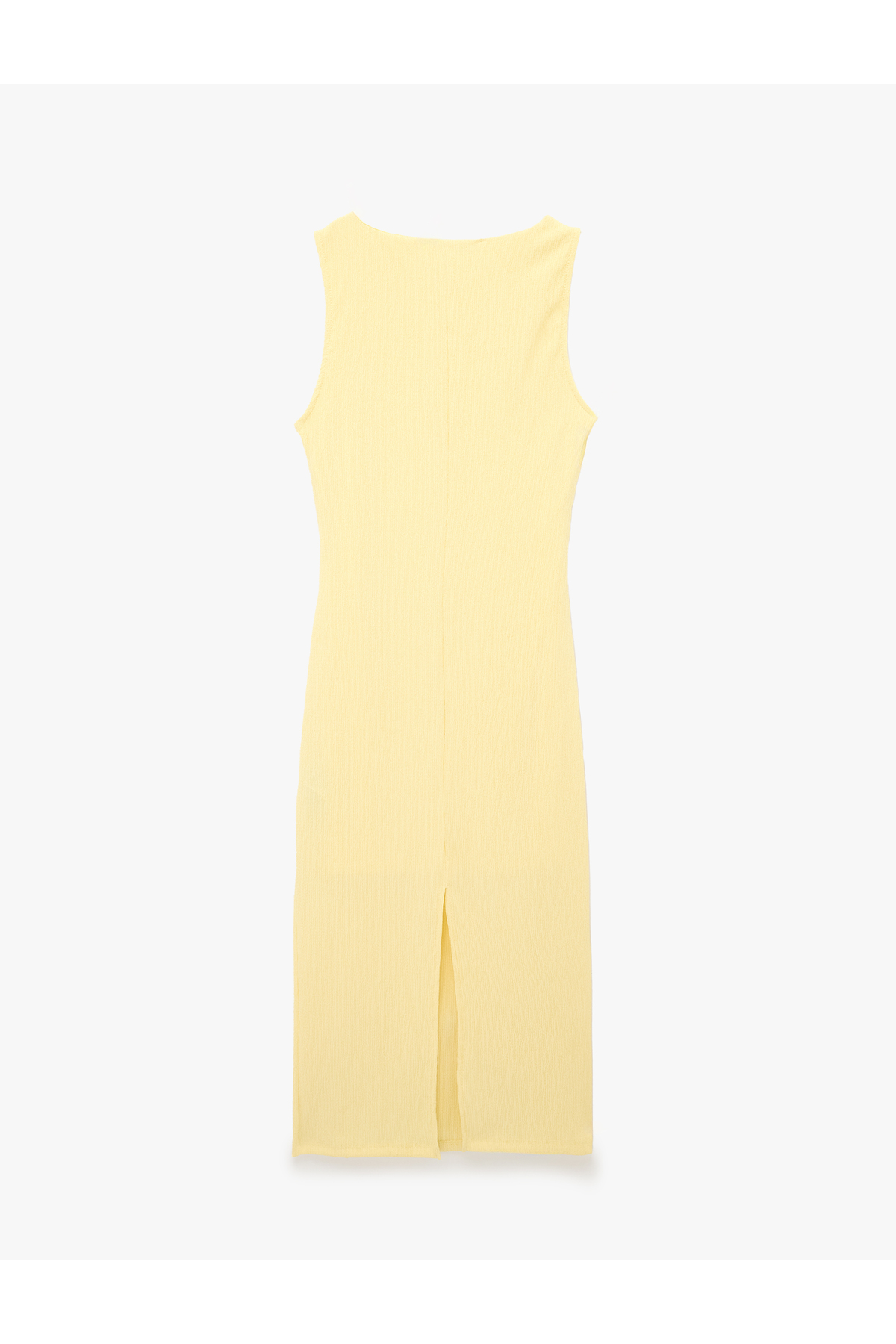 Robe longue sans manches à col rond avec détails froncés en tissu velours côtelé slim fit