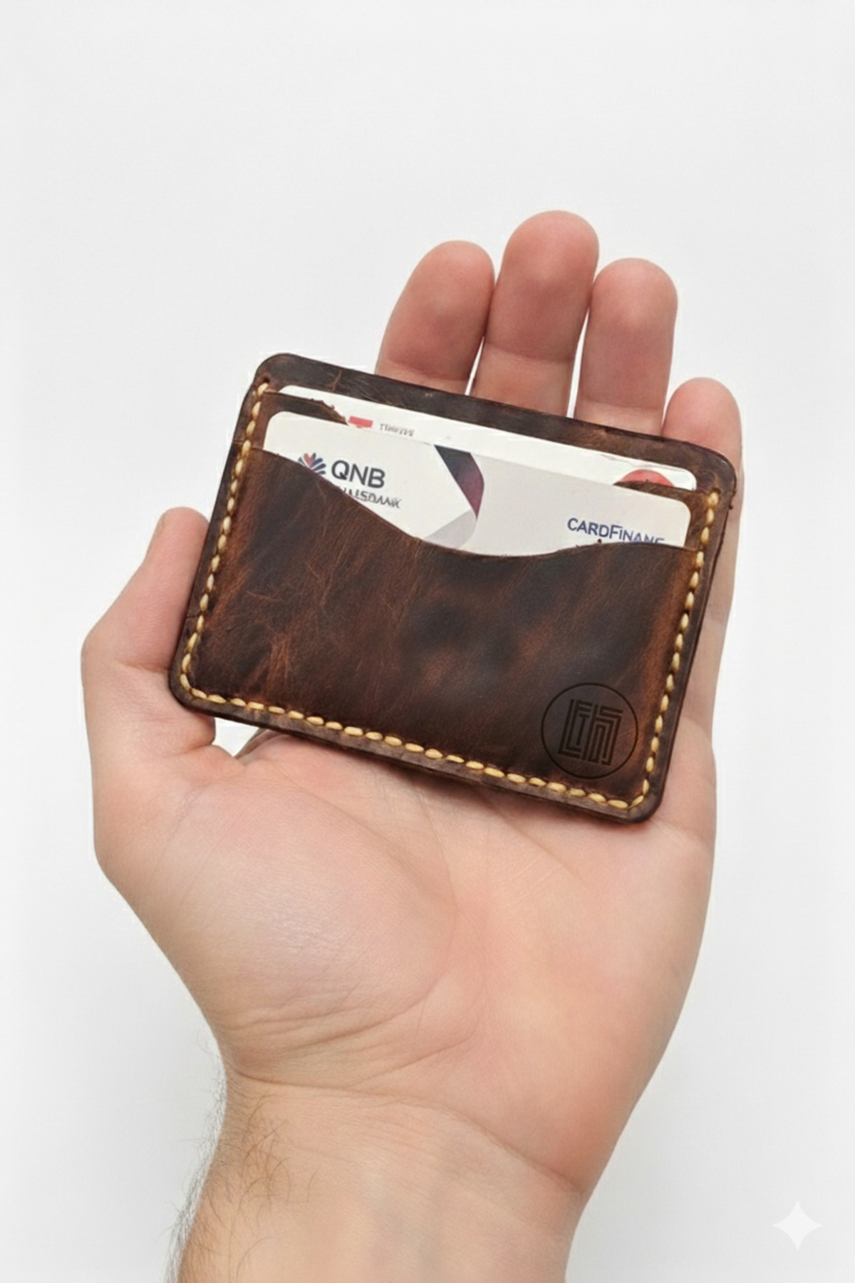 Porte-cartes en cuir véritable - Minimaliste