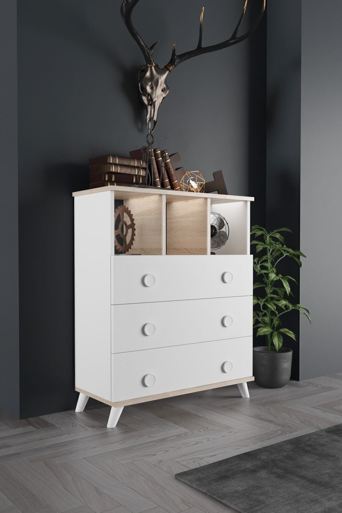 Commode blanche Babil à 3 tiroirs