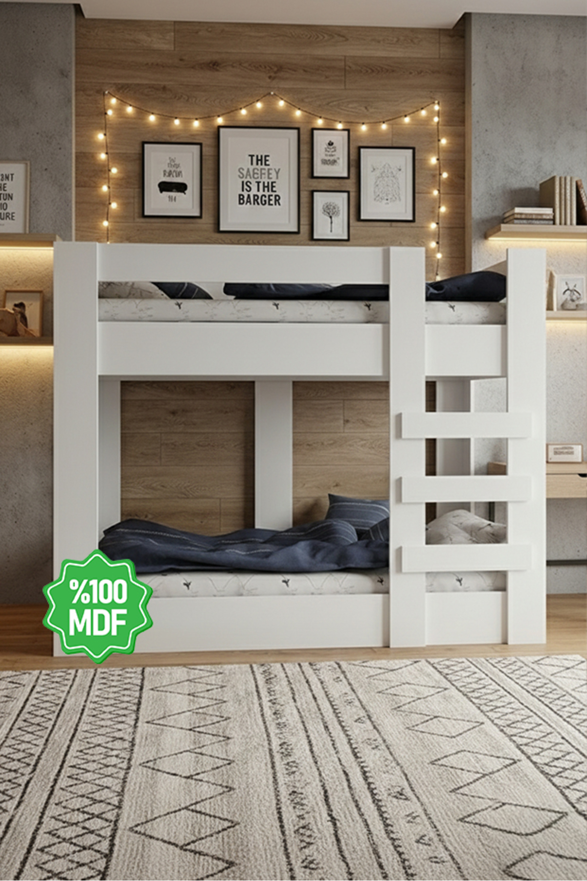 Lit superposé MDF pour jeunes  compatible avec matelas