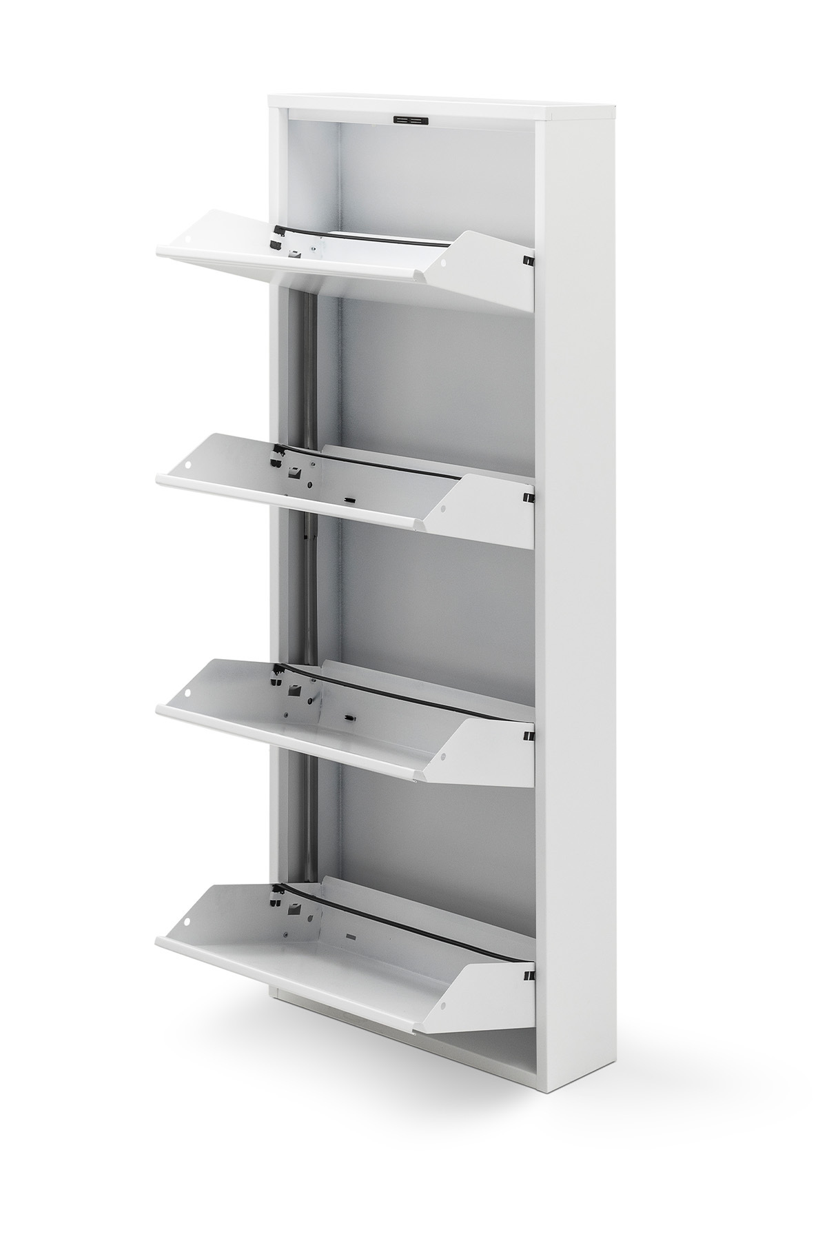 Meuble à chaussures en métal à 4 compartiments avec serrure - blanc -