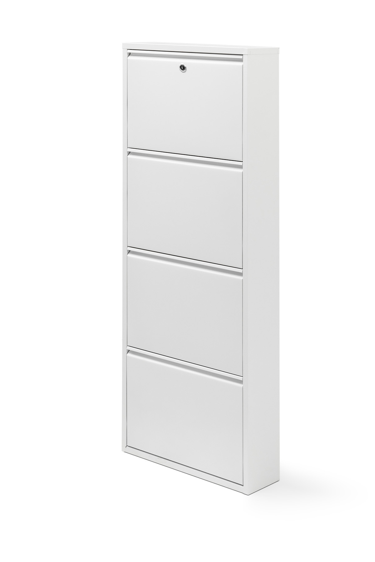 Meuble à chaussures en métal à 4 compartiments avec serrure - blanc -