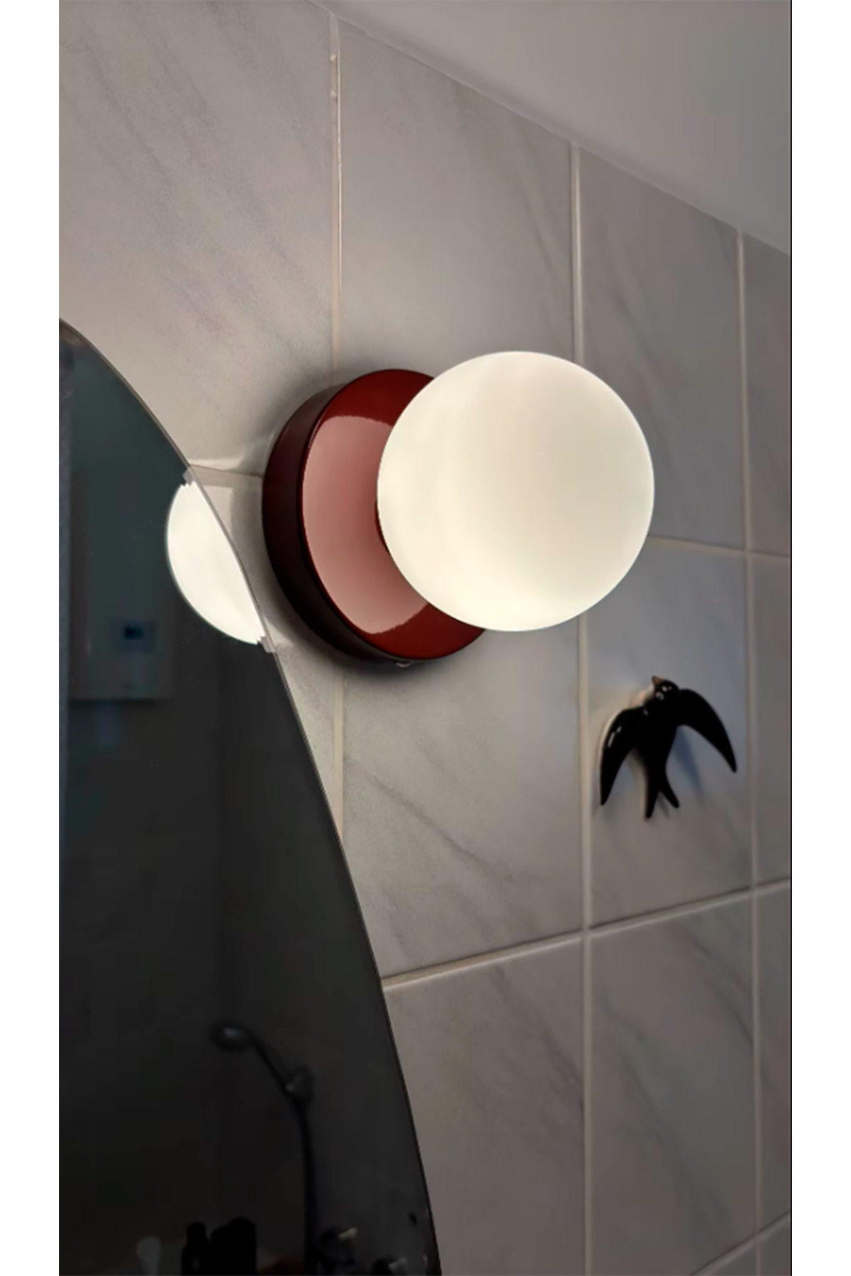 Plafonnier Glop en Opale Moderne avec Verre, Pastèque, Crème, Bordeaux et Applique