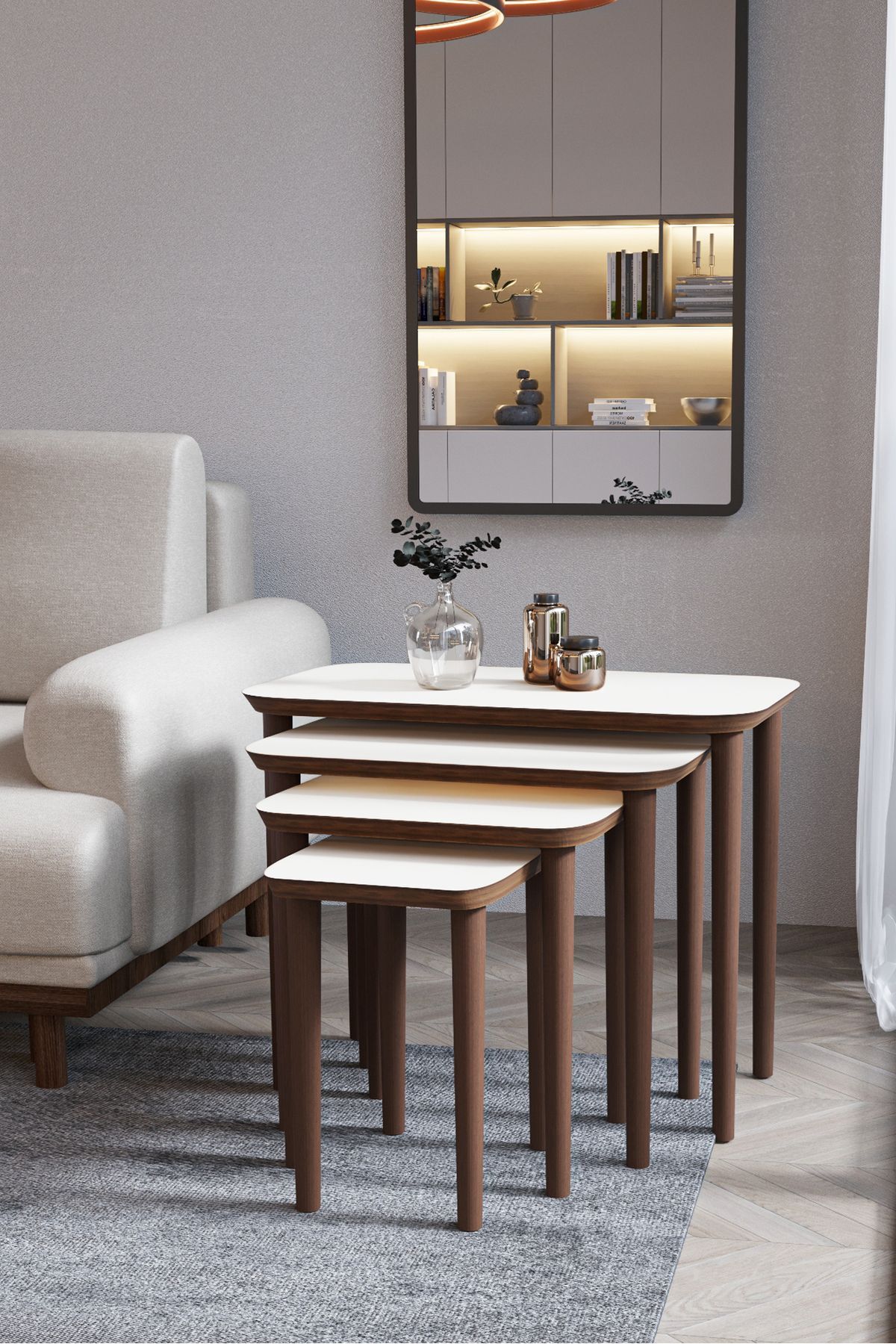 Table gigogne IKEA 4 pièces en MDF bois - CRÈME
