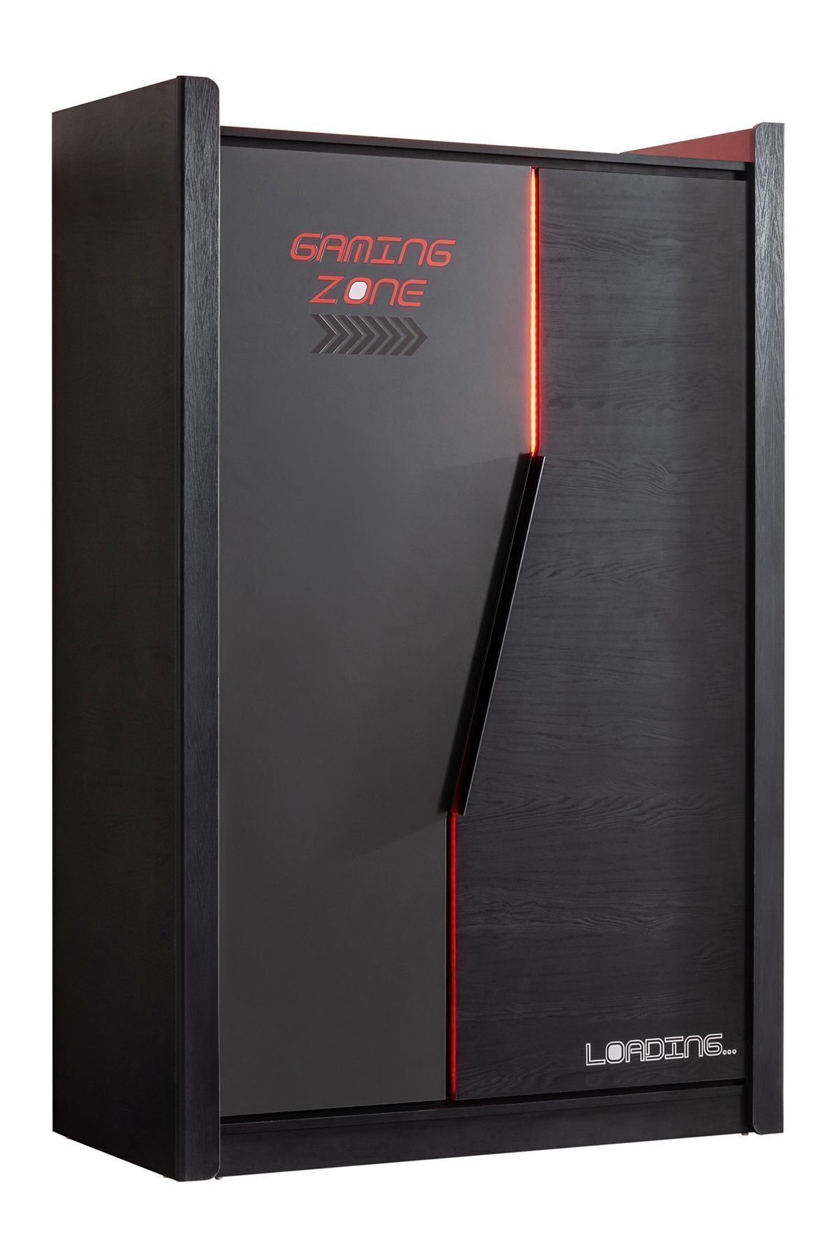 Chambre d'ado avec thème gamer - Armoire à 2 portes, Lit, Table de chevet, Bureau