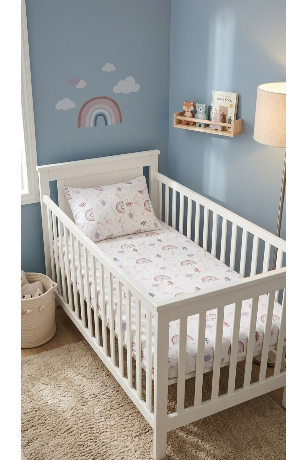 Housse de couette pour bébé motif arc-en-ciel
