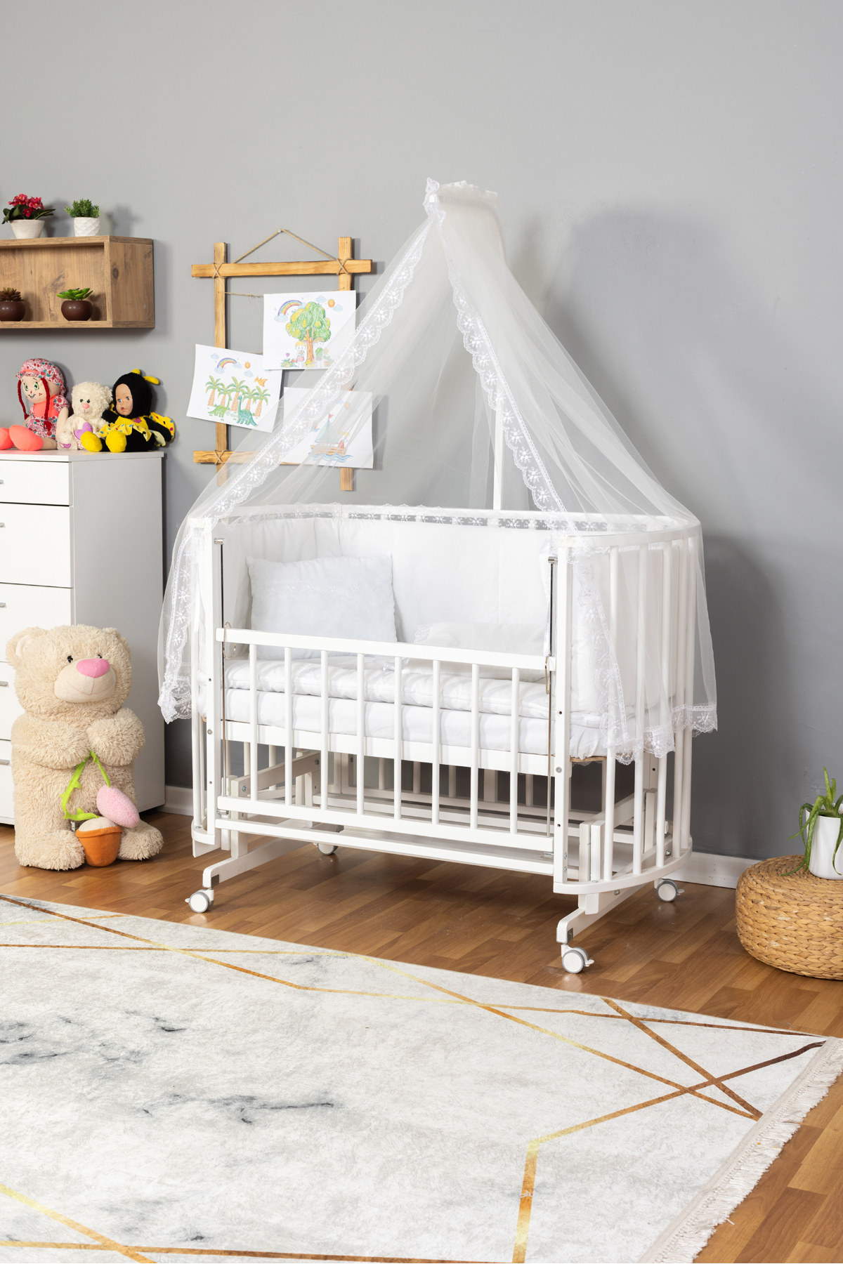 Prix du berceau portable en bois naturel pour bébé nouveau-né à côté de la maman