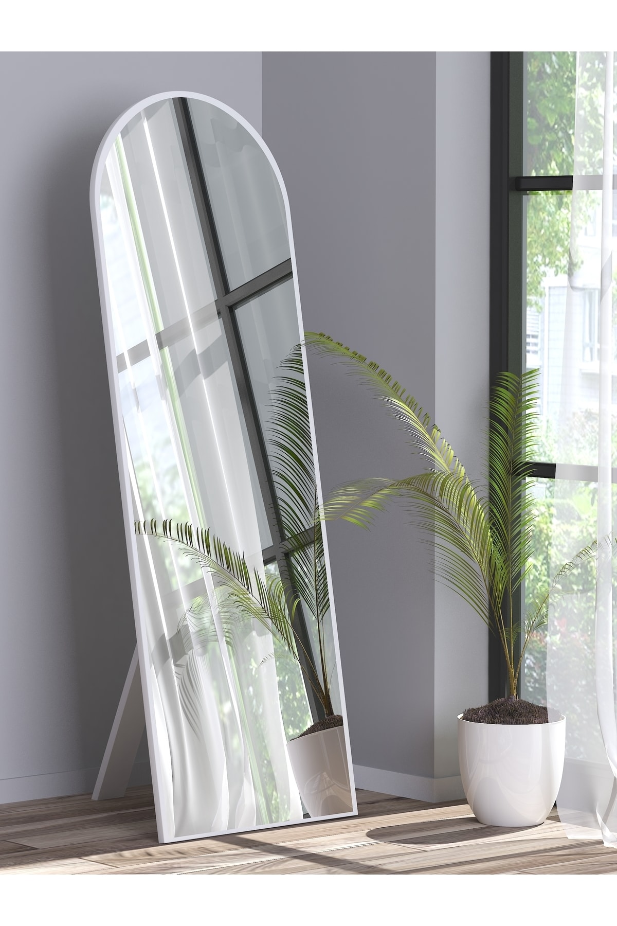 Miroir sur pied blanc élégant pour hall, couloir, salon, salle de bain, WC, bureau, chambre d'enfant  cm