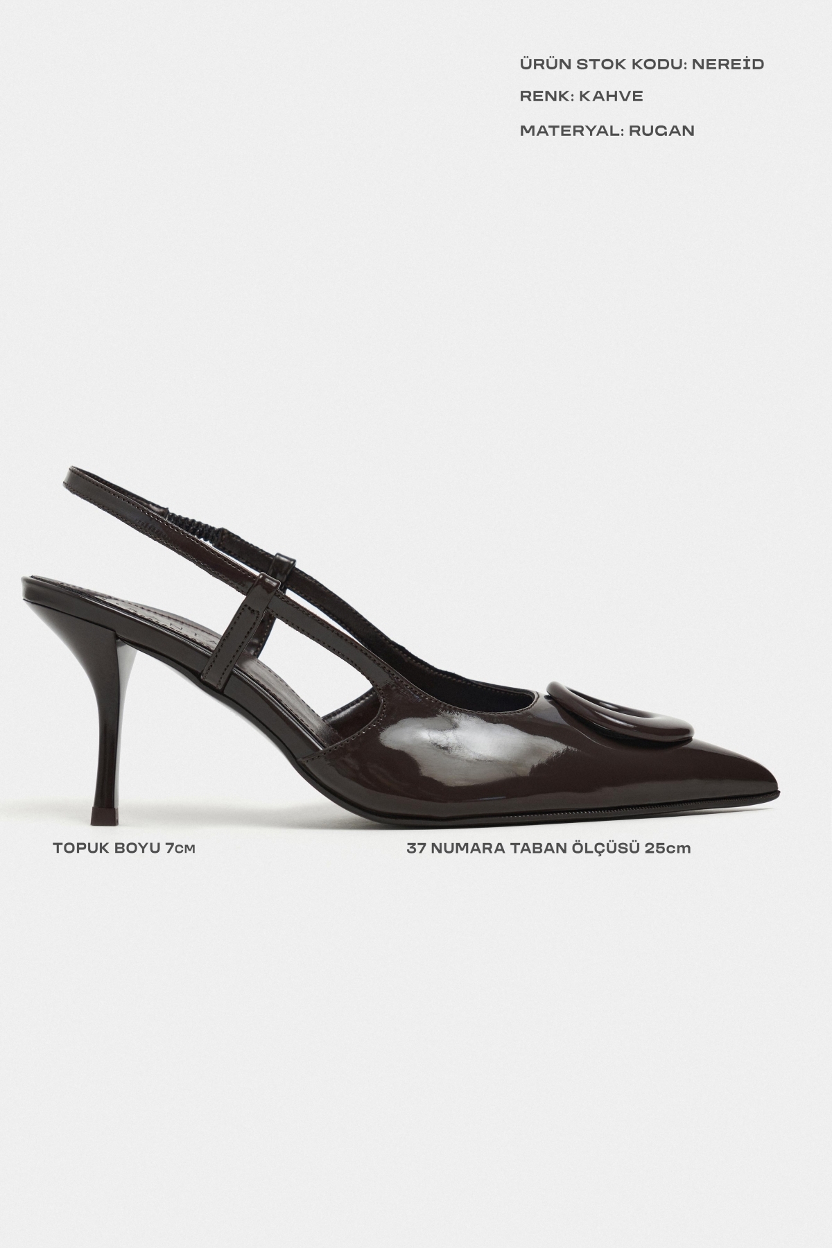 Chaussure pour femme à talon fin, bout pointu, ouvert à l'arrière, avec accessoires en cuir verni Nereid