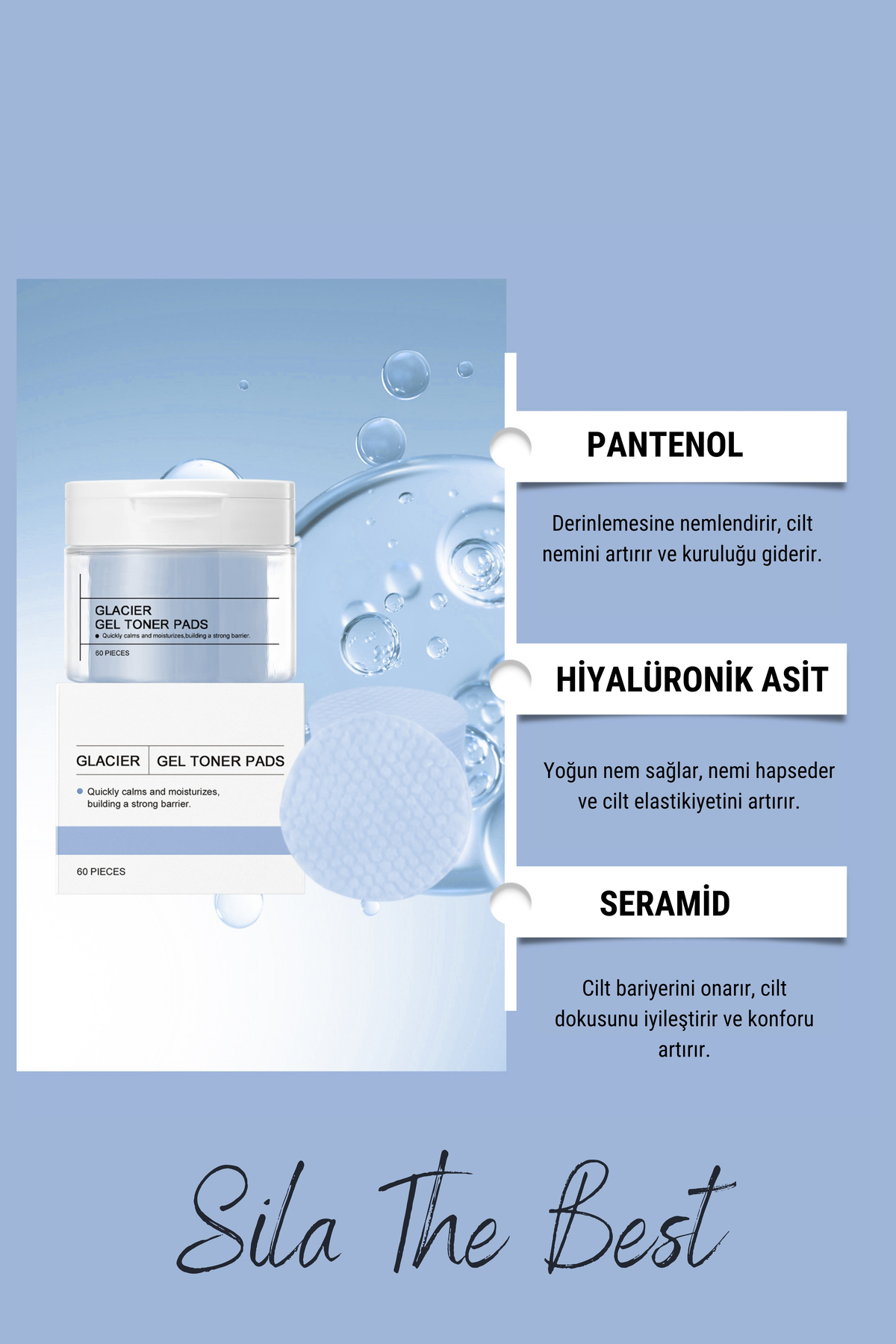 Kore Ice Gel Toner Tampon de Nettoyage du Visage Raffermissant Hydratant Anti-Âge - Panthénol Céramide