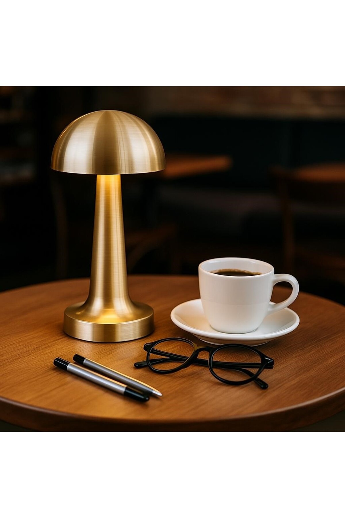 Lampe de table champignon en or rechargeable tactile à 3 couleurs réglables