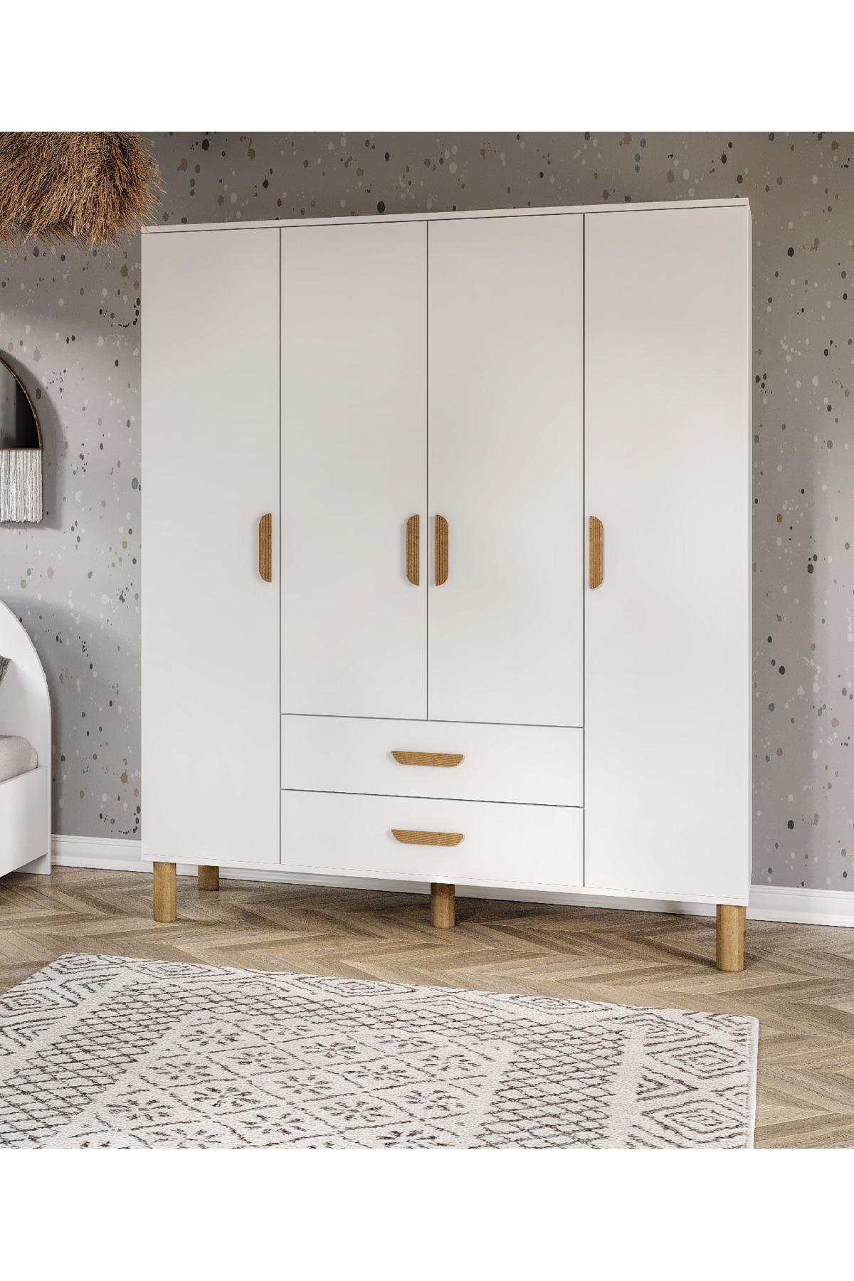 Armoire 4 portes Güneş Bohem en MDF