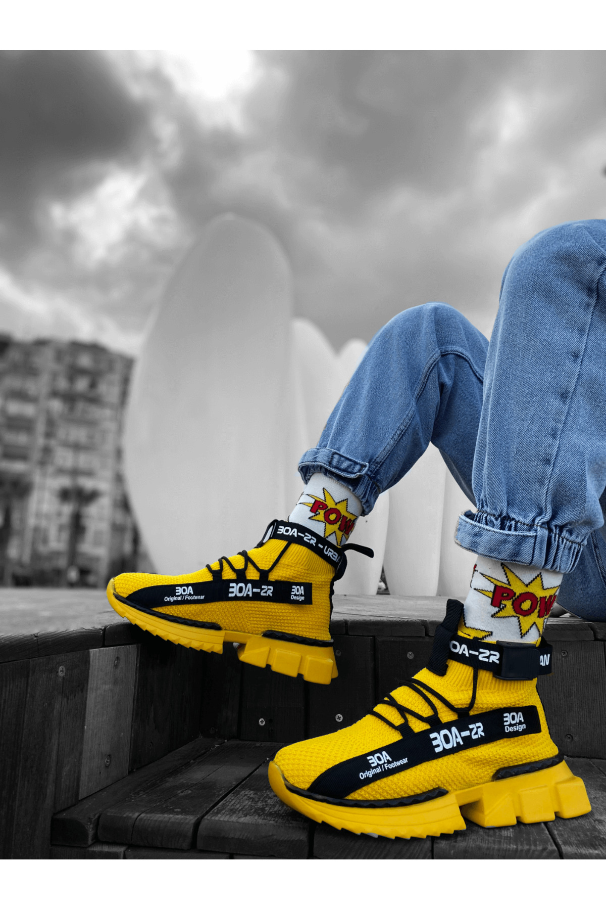 Botte de sport stylée JAUNE (SEMELLE JAUNE)