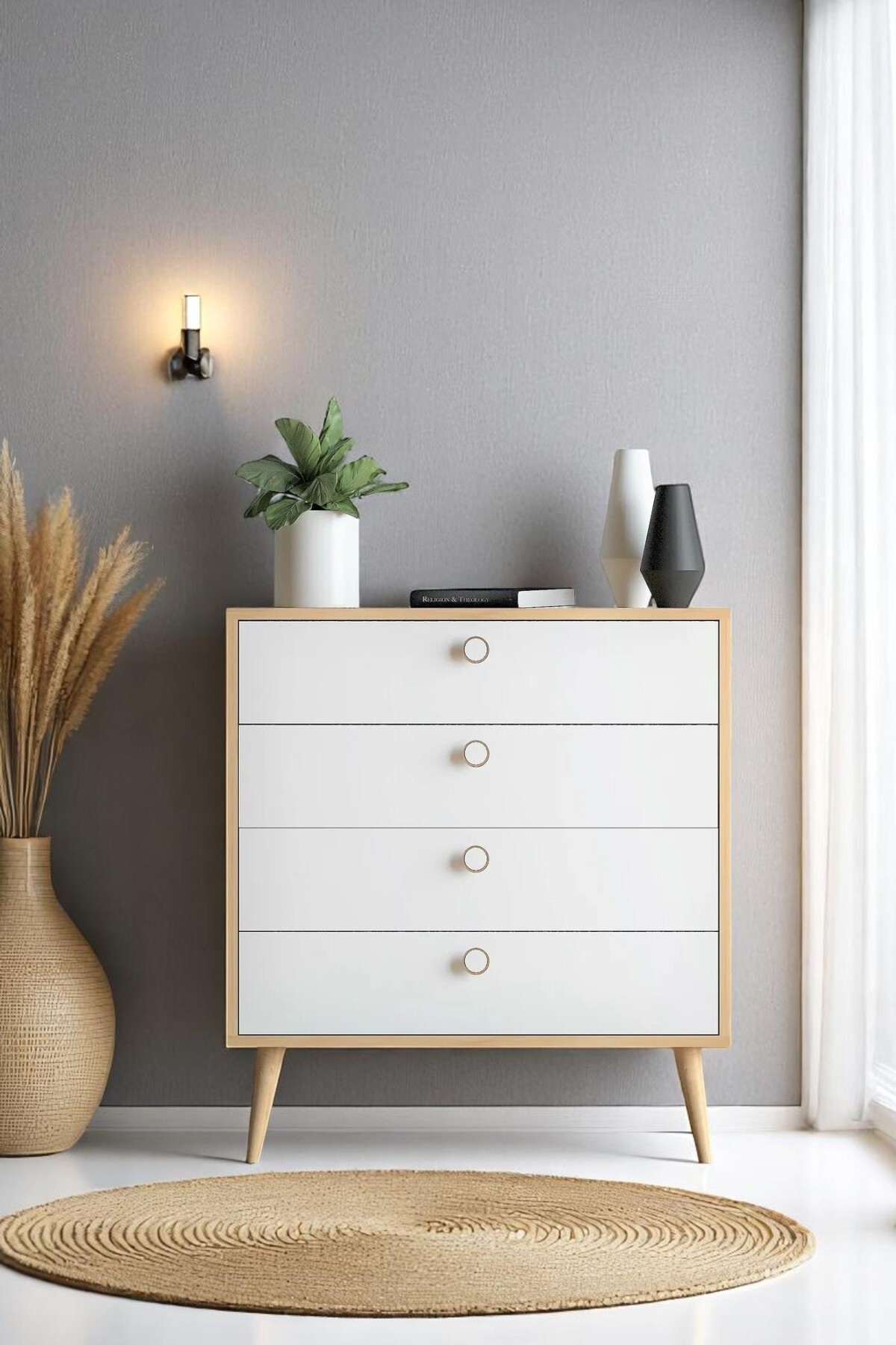 Commode Zen / Armoire polyvalente / Commode à tiroirs / Commode avec portes / Commode 4 tiroirs CM