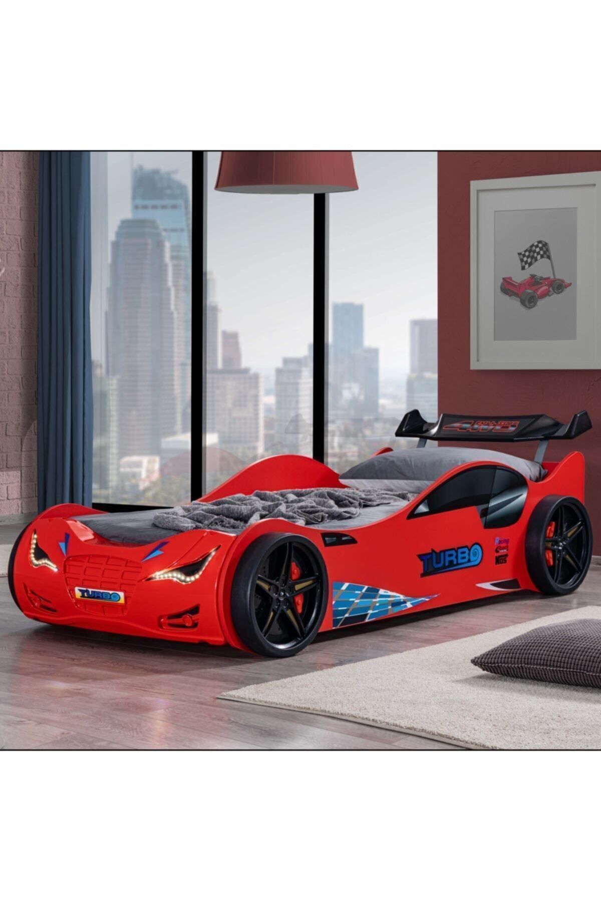 Lit avec voiture, Lit super ventilé avec voiture - Rouge