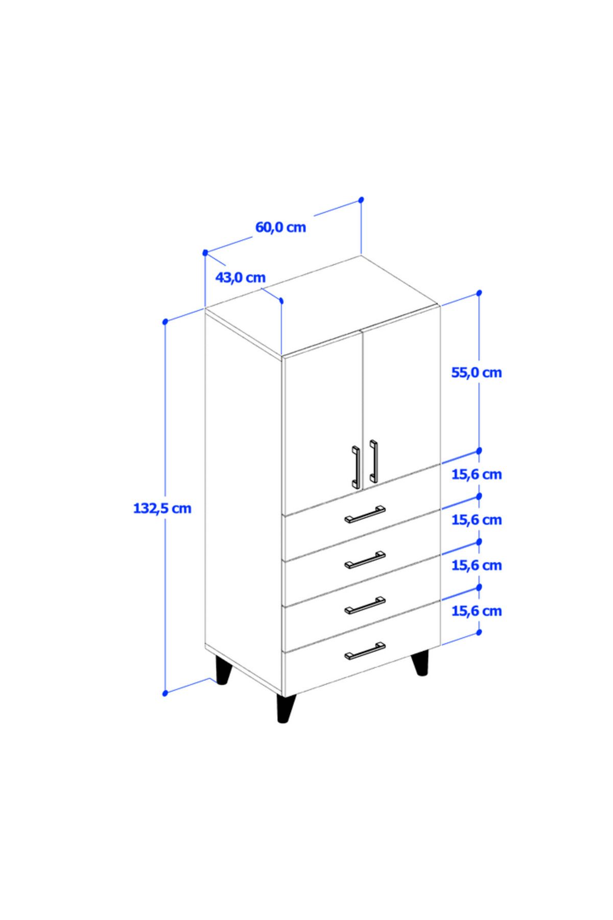 Commode Rio - Pin Atlantique / Anthracite - Avec tiroirs - Avec portes